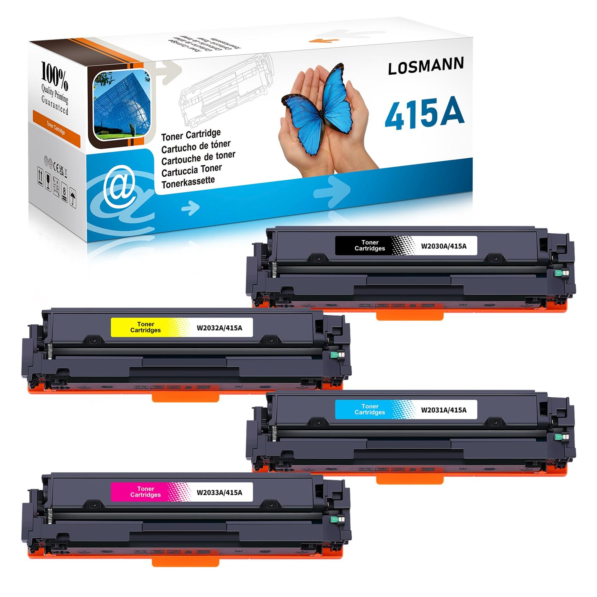 Compatible Toner Cartridge Replacement for HP 415A 415X LaserJet Pro Printers High Yield - Black, Cyan, Yellow, Magenta X-Large