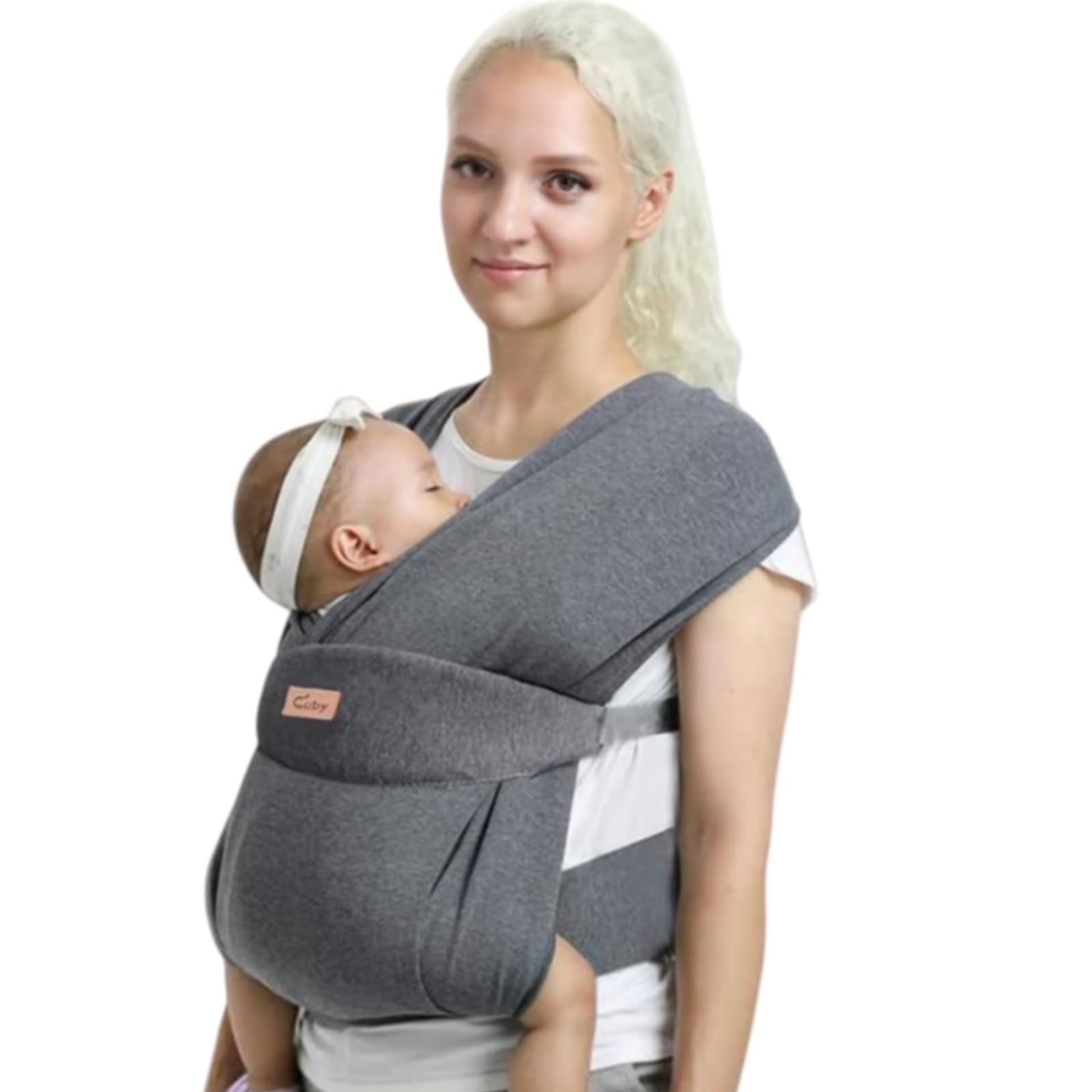 Baby Wrap Carrier Ergonomic Half Buckle Sling with Head Support & Butterfly Back Design - Cotton Dark Grey 1 Count