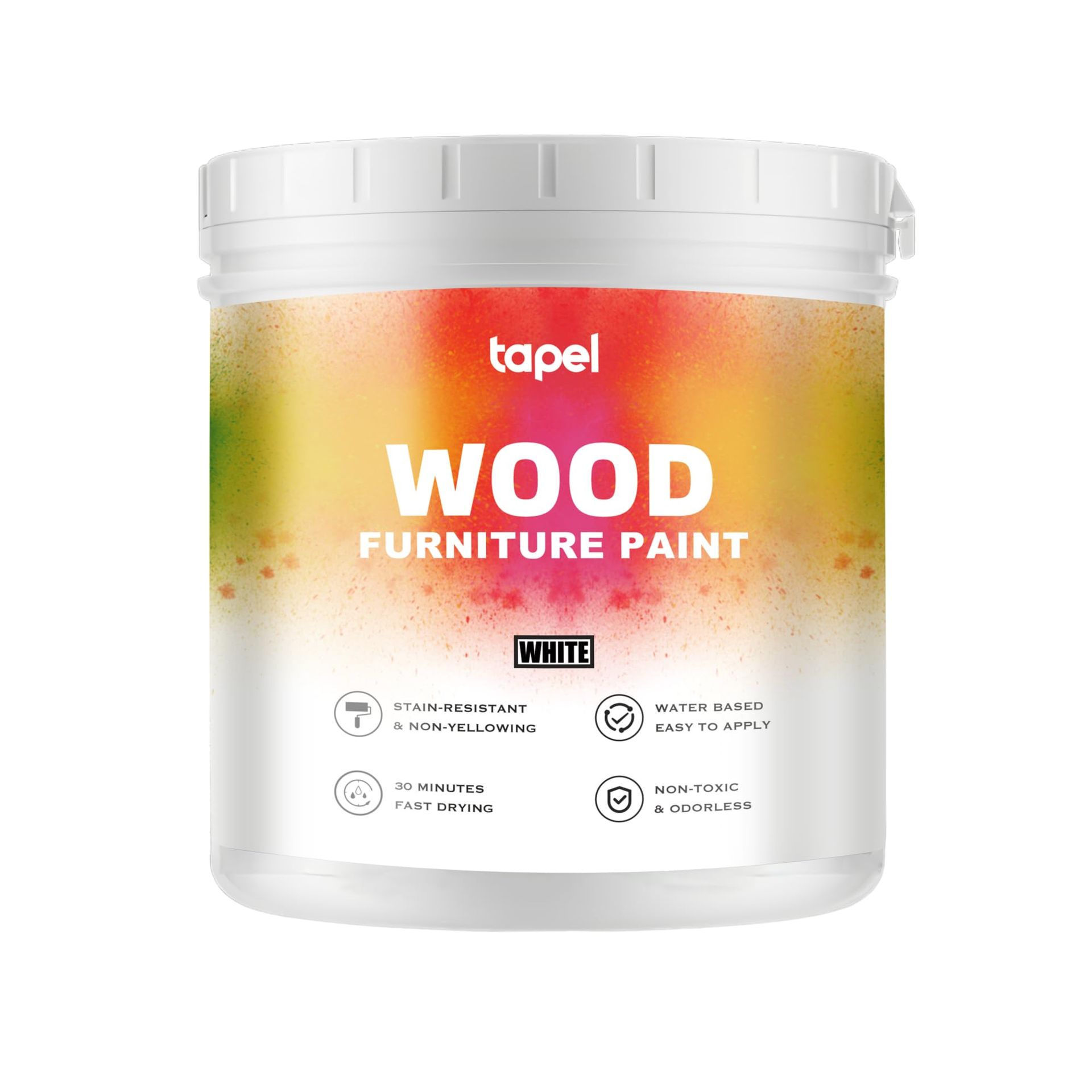 Quick-Dry Matte Wood Paint Child-Safe Low VOC Stain-Resistant Finish - White 1 Litre - Best Before November 2025