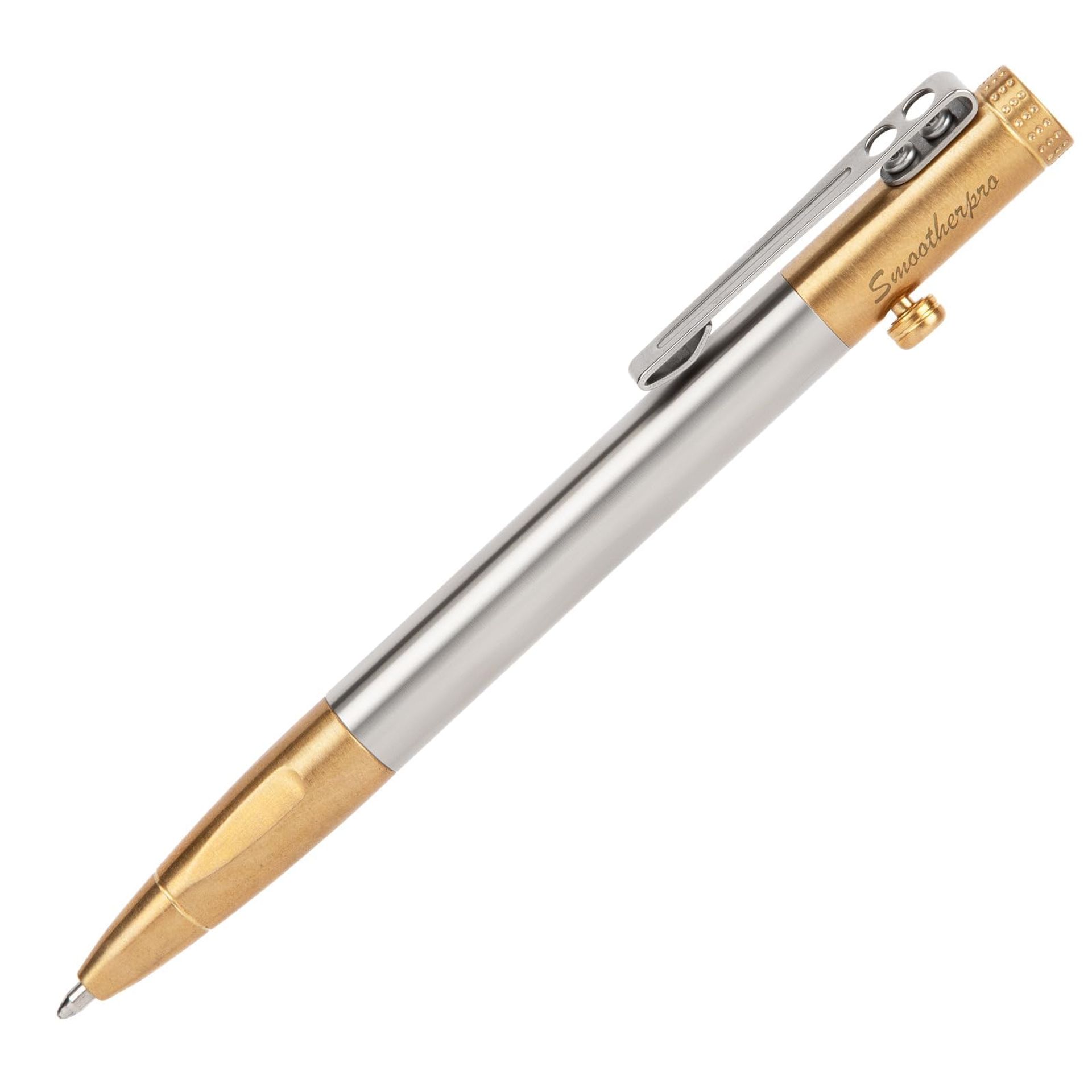 Solid Brass Bolt Action Ballpoint Pen for Tremors & Arthritis - Natural Colour