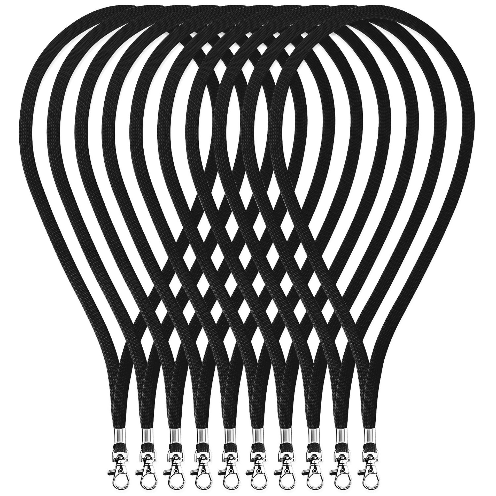 100pcs Neck Strap Lanyard 45cm with Swivel Clasp for ID Cards, Badges, Keys, Schools & Events - Black One Size