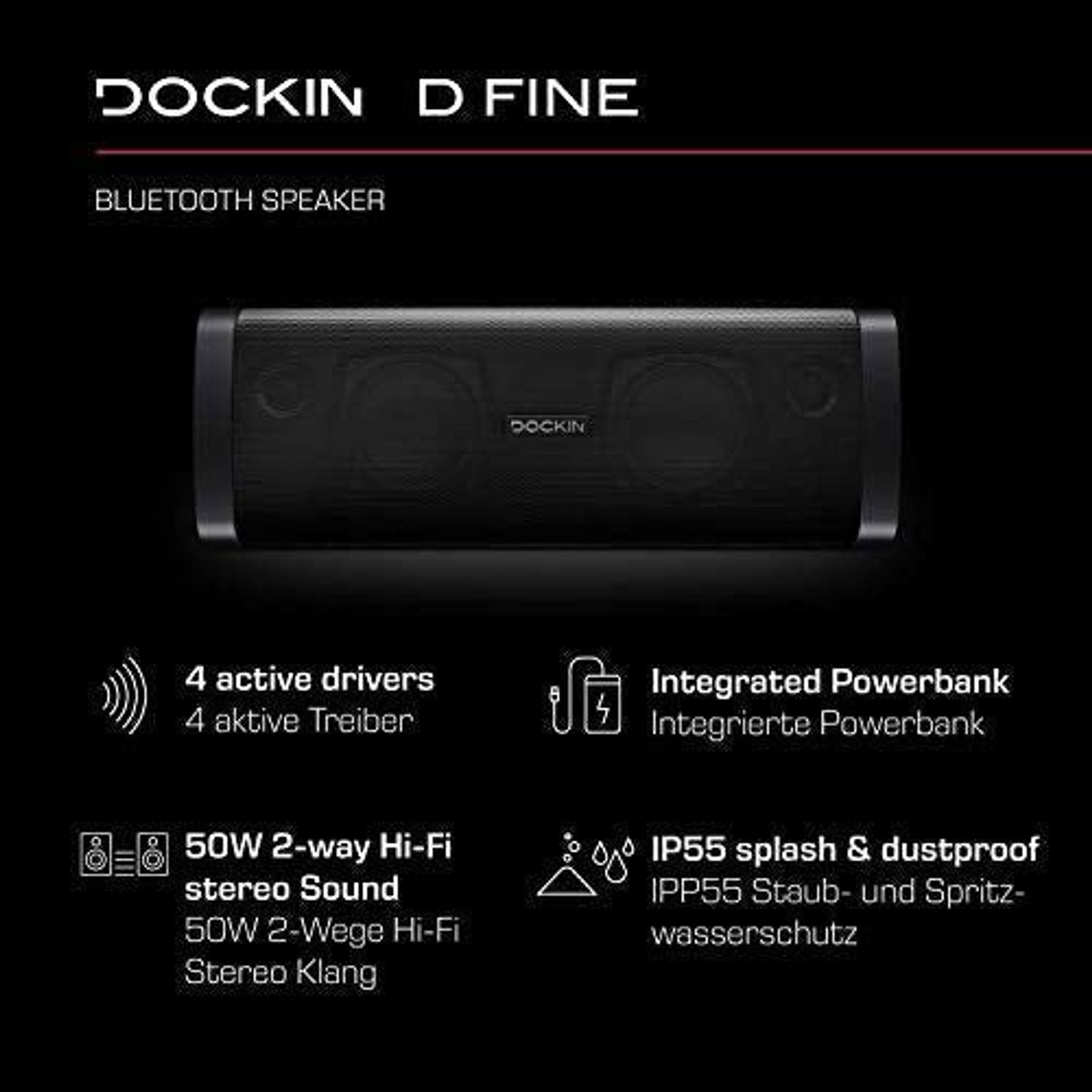 DOCKIN D FINE 50W HiFi Bluetooth Speaker - Portable Mini Sound