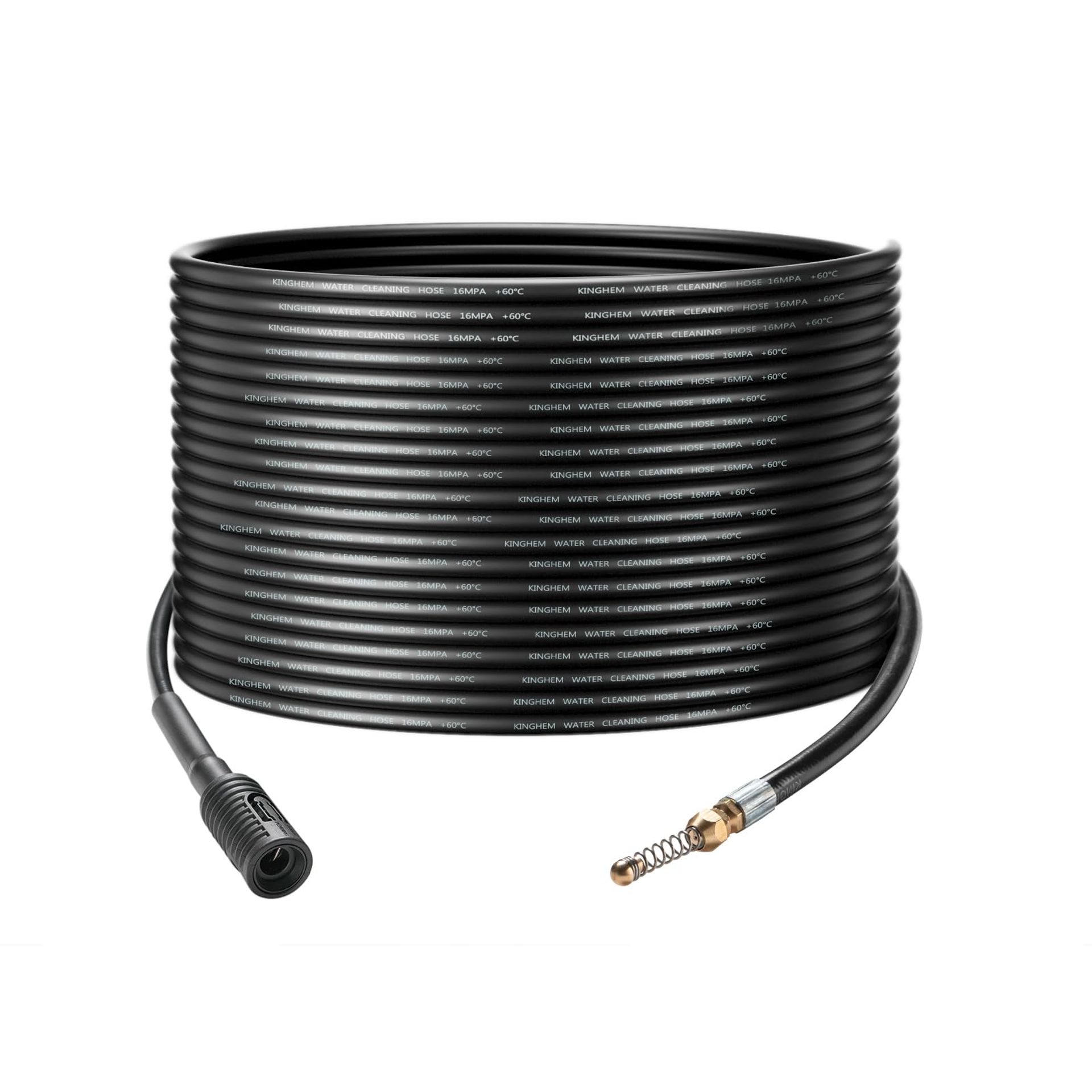 Pressure Washer Drain Pipe Cleaning Hose Kit 20M Sewer Jetter Nozzle - Black 20M