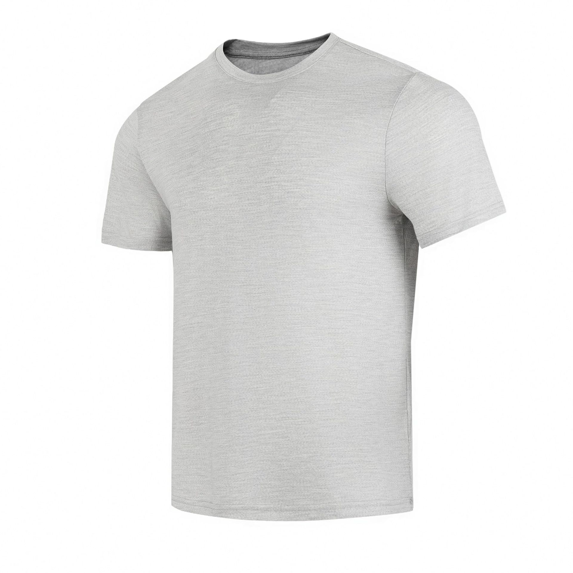 Men's Ultrafine 100% Merino Wool Base Layer T-Shirt Breathable for Sport - Grey XL