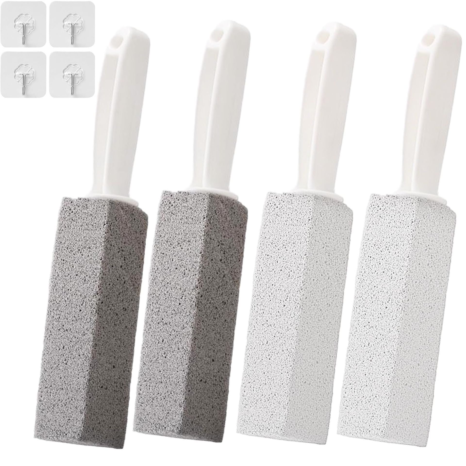 Azonelife Toilet Brush, 4 Pack Pumice Stone Cleaning Stone with Handle, White, Cleaning Stone for Toilet, Grill, Swimming Pool Tiles, Ceramic Taps, Laundry Room Taps, Barbecues, Metal Appliances