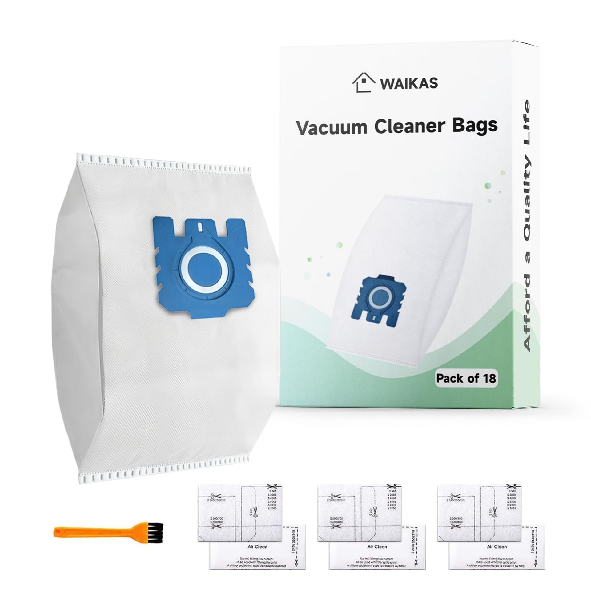 18 GN Dust Bags for Miele with 2 Motor & 2 Exhaust Filters - Fits Complete C2/C3, Classic C1, S2, S5, S6 & S8 Series