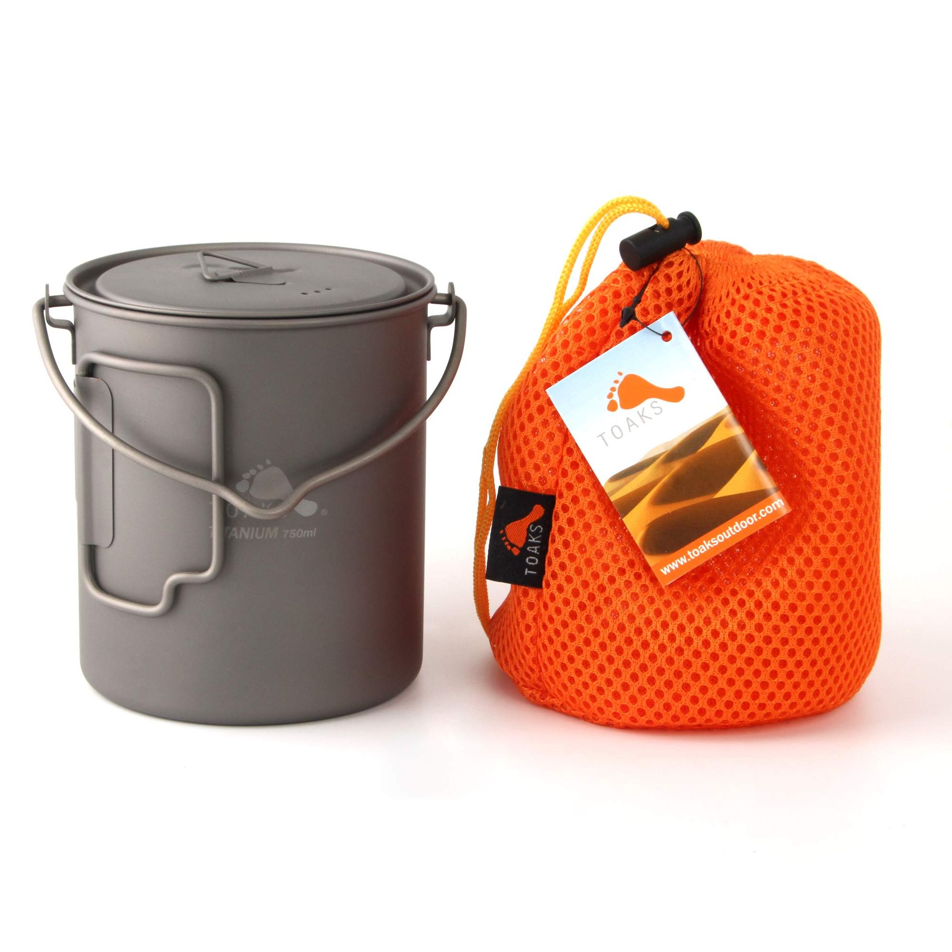 Titanium 750ml Camping Pot with Bail Handle Lightweight Outdoor Cookware - Silver Grey 0.8L