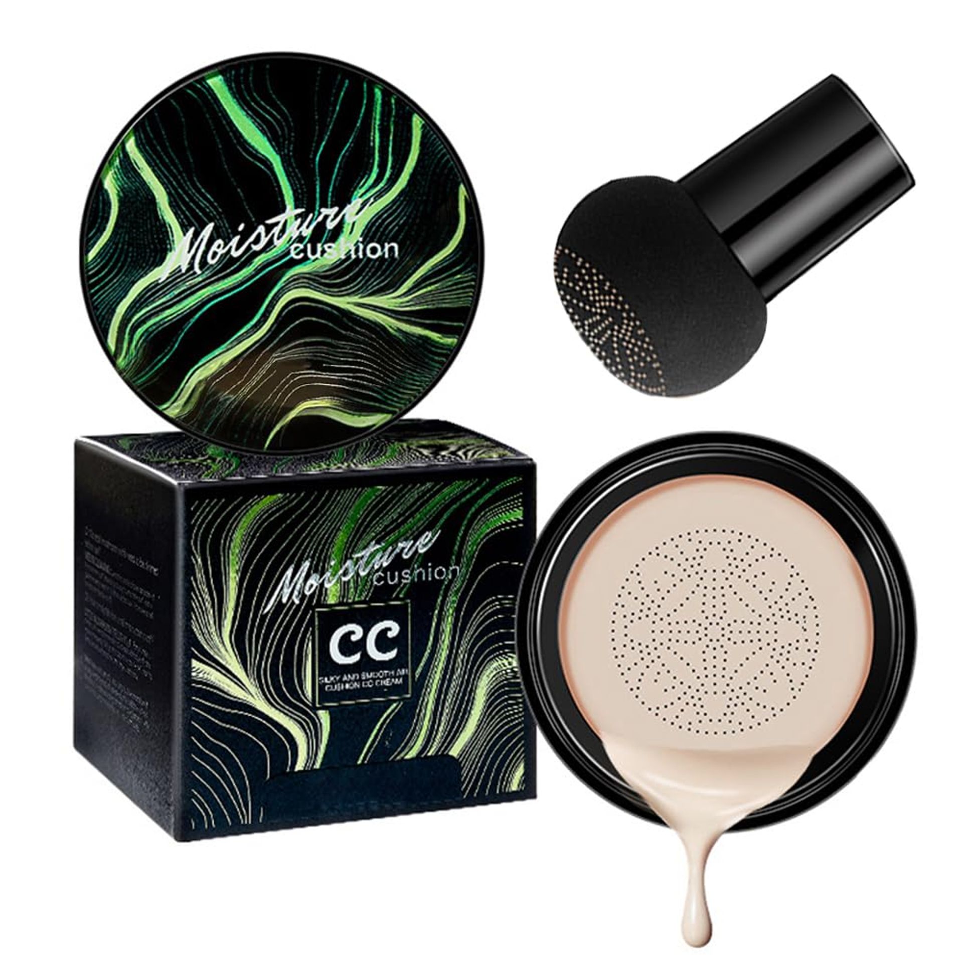 GL-Turelifes Mushroom Head CC Cream Air Cushion Foundation Water Feeling Flawless BB Cream Moisturizing Oil Control,Long Lasting, Lightweight & Smoothing Natural Concealer (#02 Natural, 15 oz)