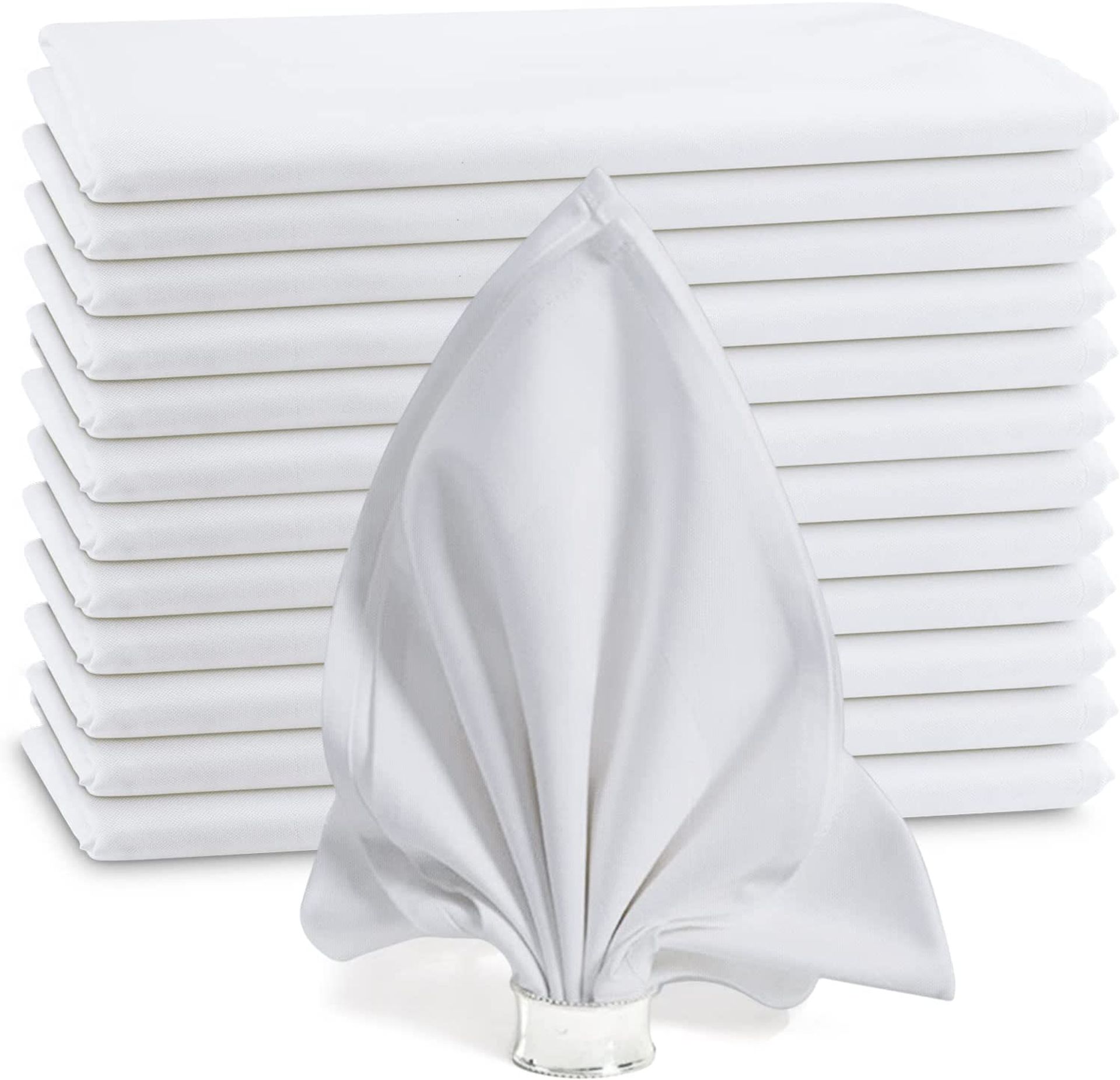 Elegant White Cloth Napkins 12 Pack, 45x45cm, Durable Polyester for Weddings, Banquets, Parties, Hotels - BargainFox Deal