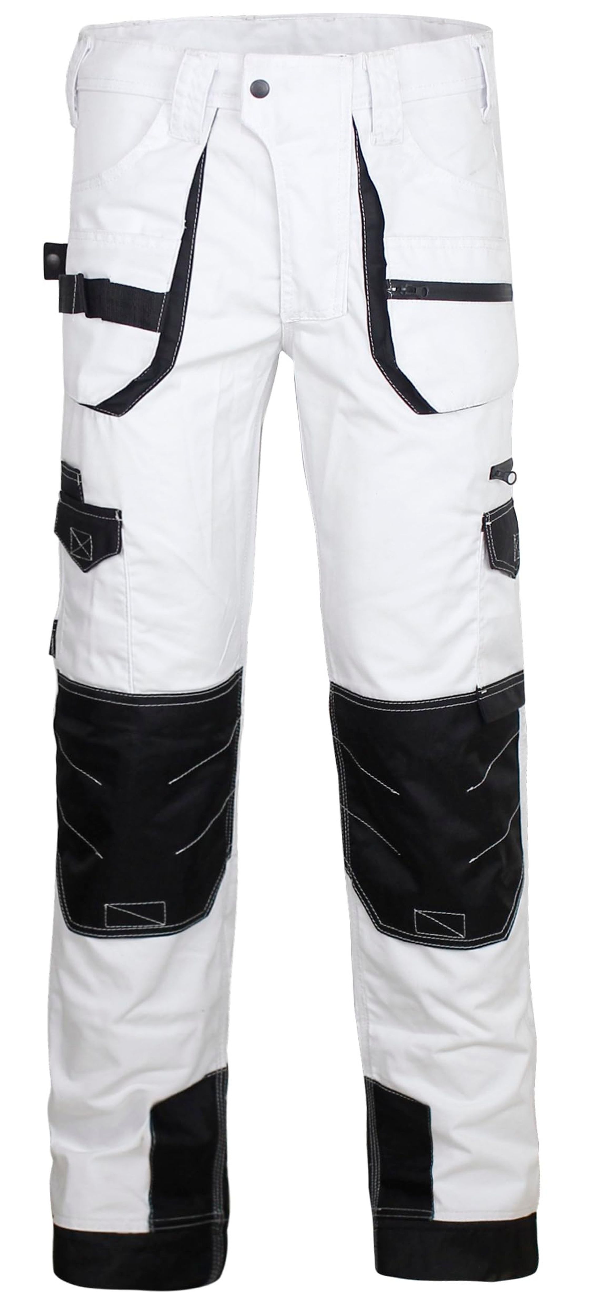 Men's Heavy Duty Work Trousers for Painters & Decorators 14 Pockets Durable Fabric - White 36W x 32L