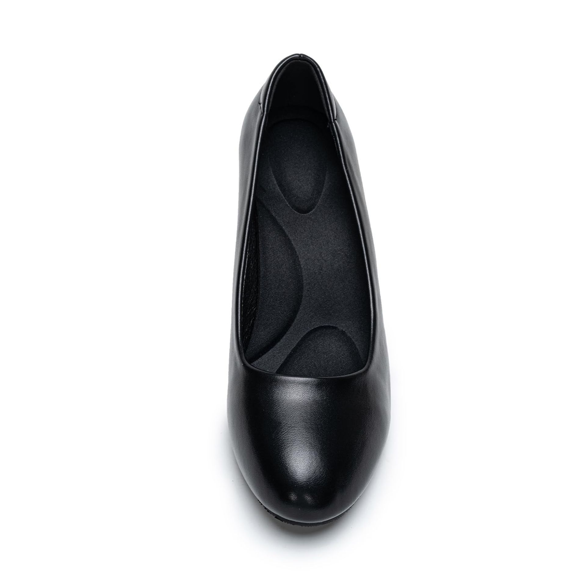 Hoefirm Women Round Toe Court Shoes Kitten Heels Low Heel Shoes Closed To