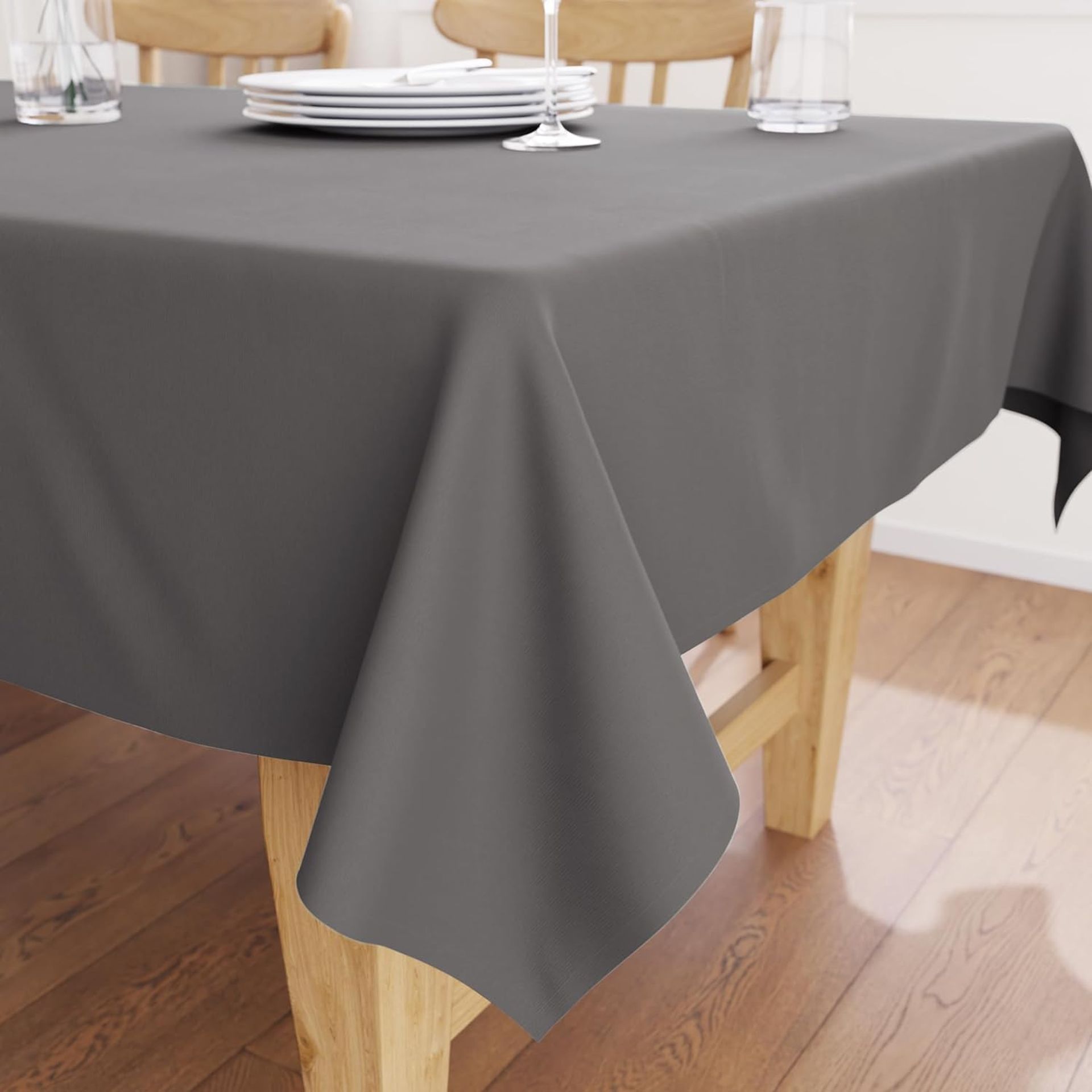 Square Cotton Canvas Dining Tablecloth Durable Easy-Care Washable - Grey 56 x 56 inch