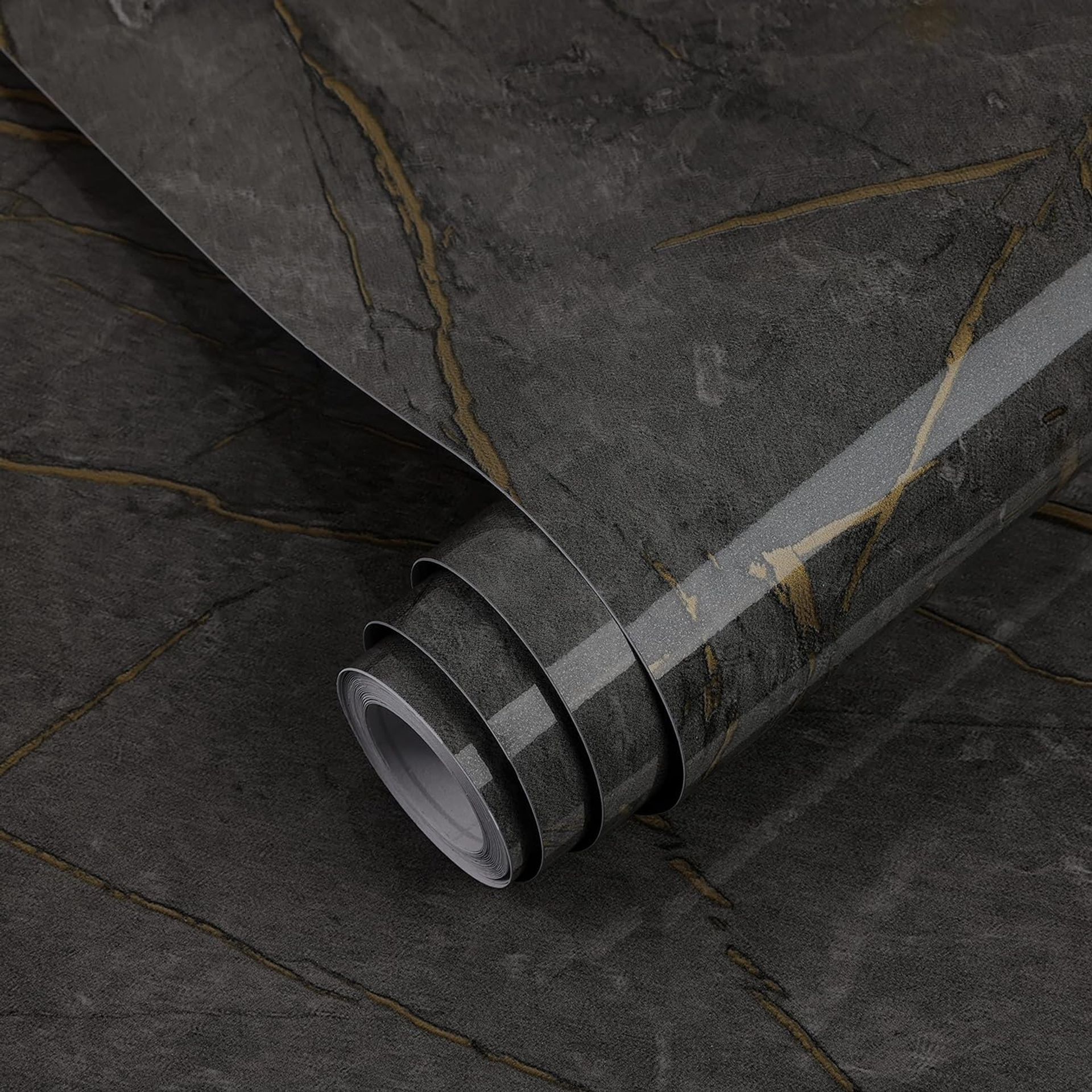 Marble Effect Self Adhesive Vinyl Roll 90x600cm - Black Waterproof Peel & Stick Wallpaper for Kitchen, Bathroom, Furniture & Table