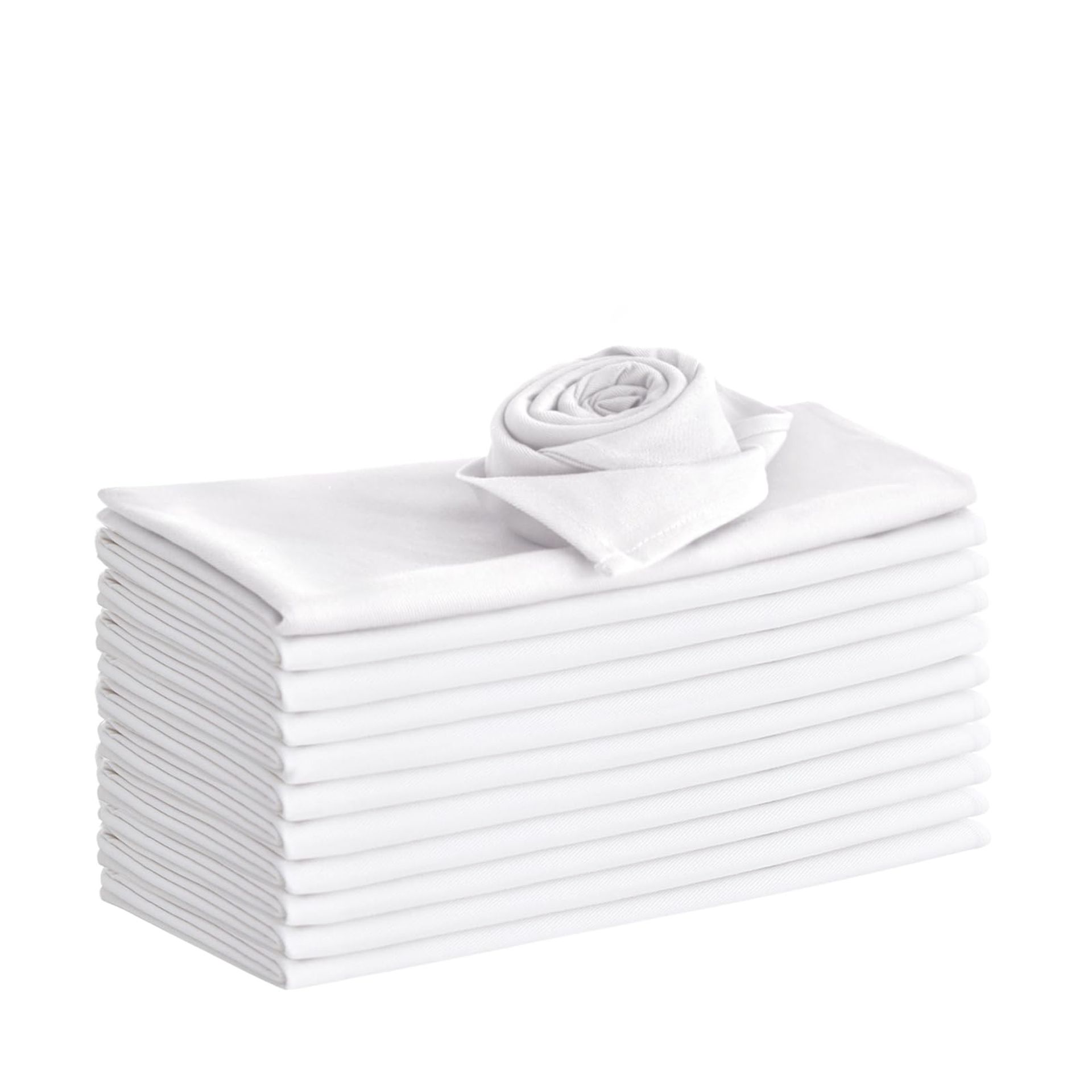 Cotton Cloth Napkins 50x50cm Set of 12 - Soft, Absorbent & Washable White Dinner Napkins for Restaurants, Hotels & Parties