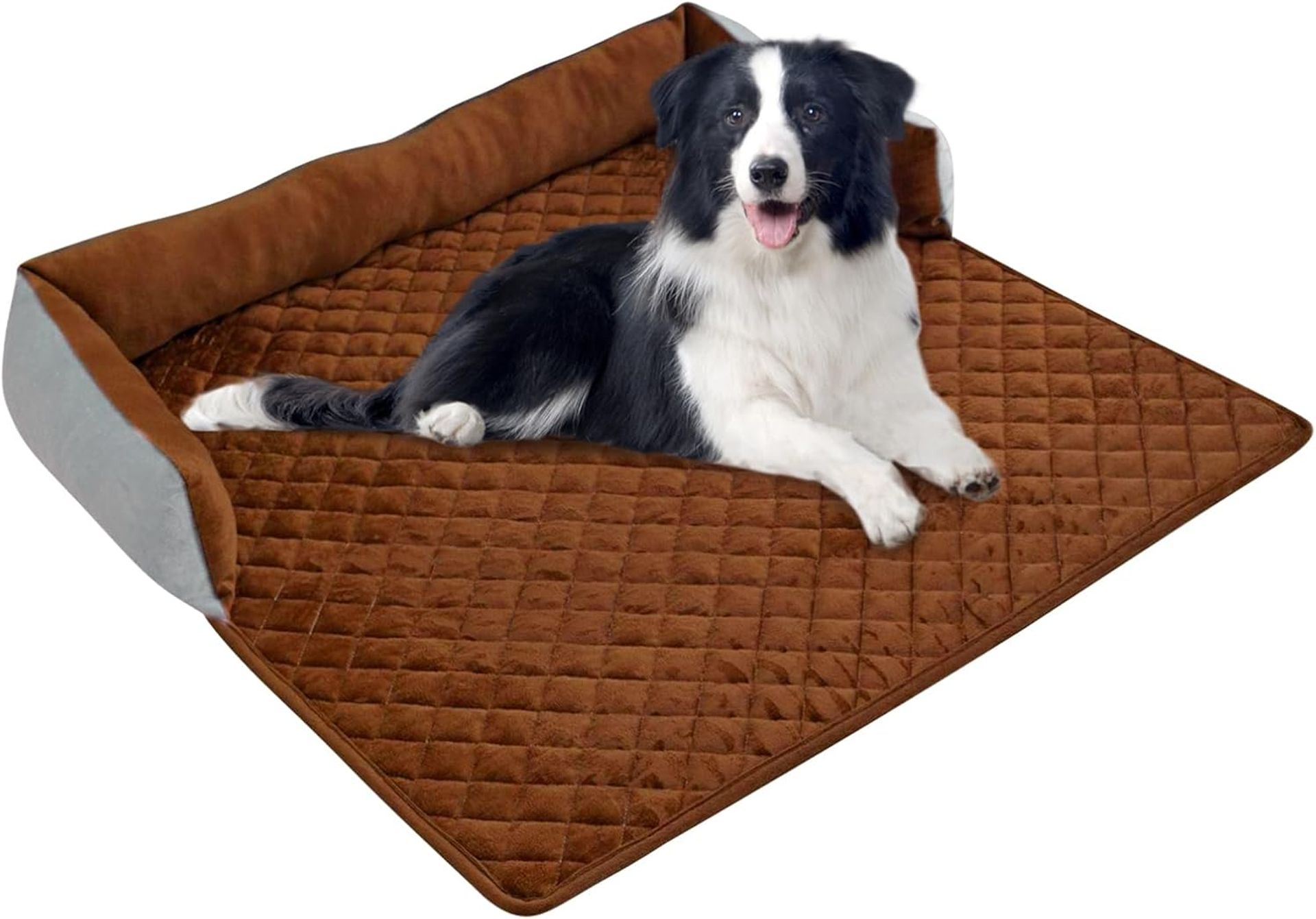 Large Calming Dog Bed Washable Anti-Slip Crate Mattress for Sofa or Car - Brown M