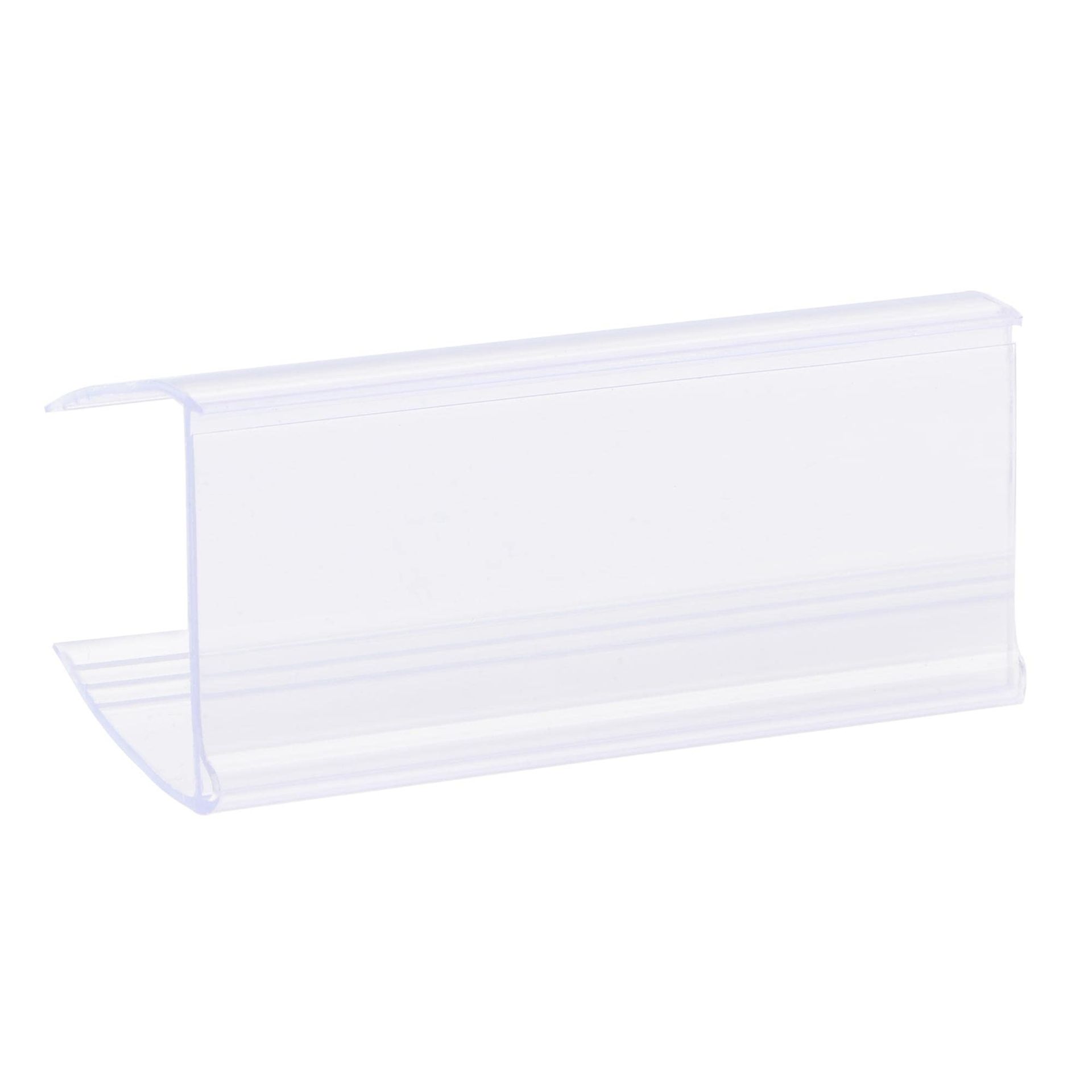 Clear Plastic Label Holder Clips for Wire Shelving 60x27mm - Pack of 25