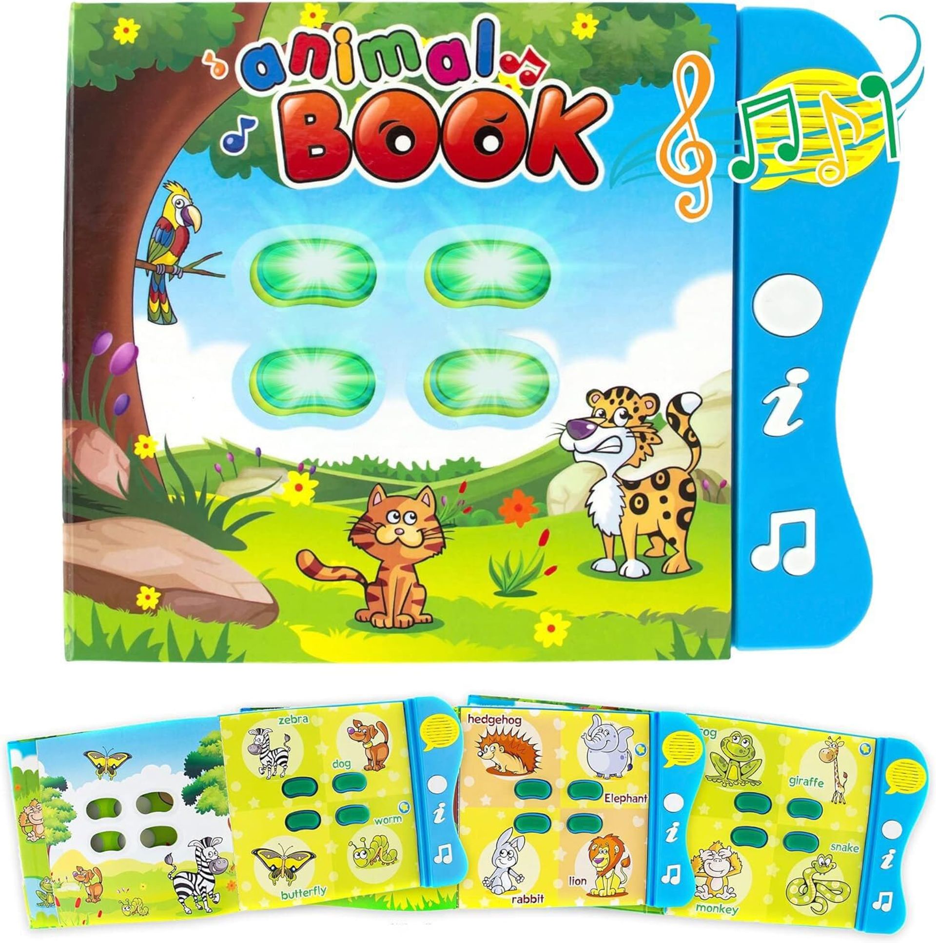 Animal Learning Sound Book for Toddlers Educational Activity Toy with Lights, Music & Quiz by Boxiki Kids - Multicolour HF-OIYP-XK3D