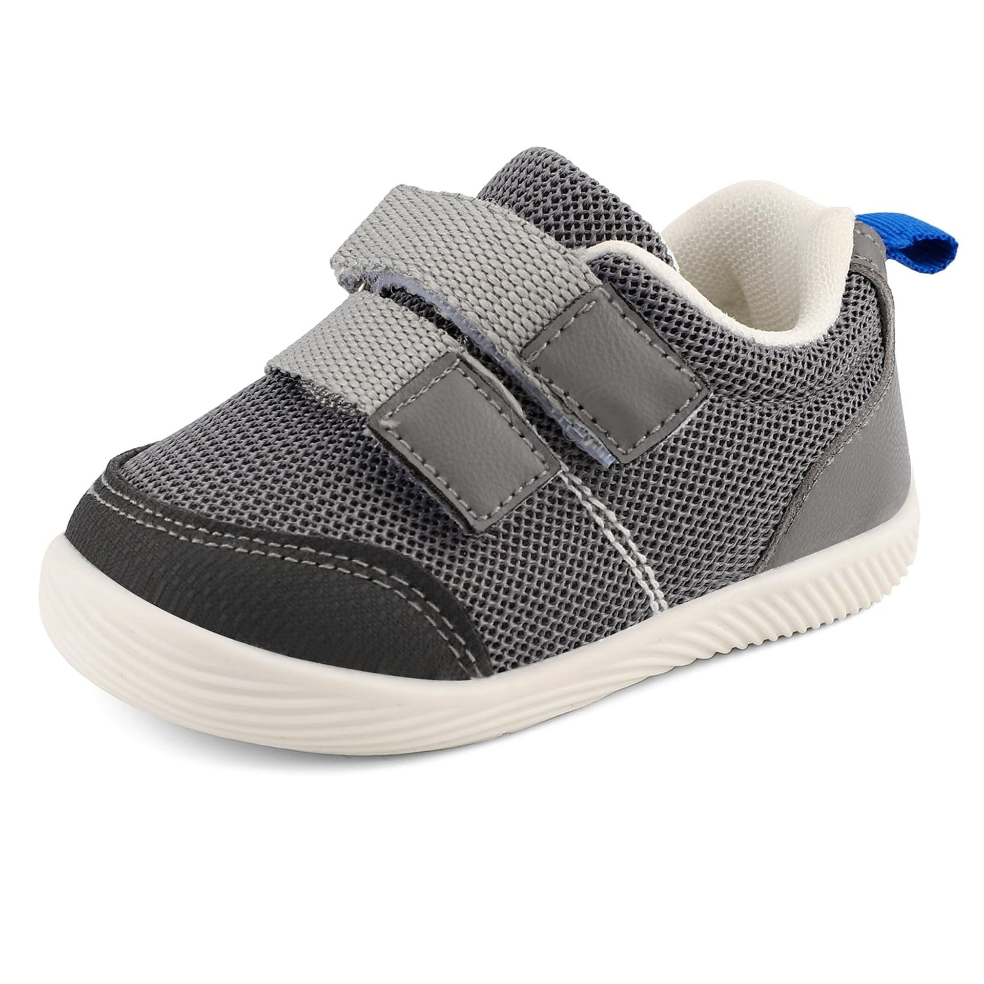 Baby Boys First Walking Shoes - Anti-Slip Breathable Trainers for Toddlers - Stylish Grey Design