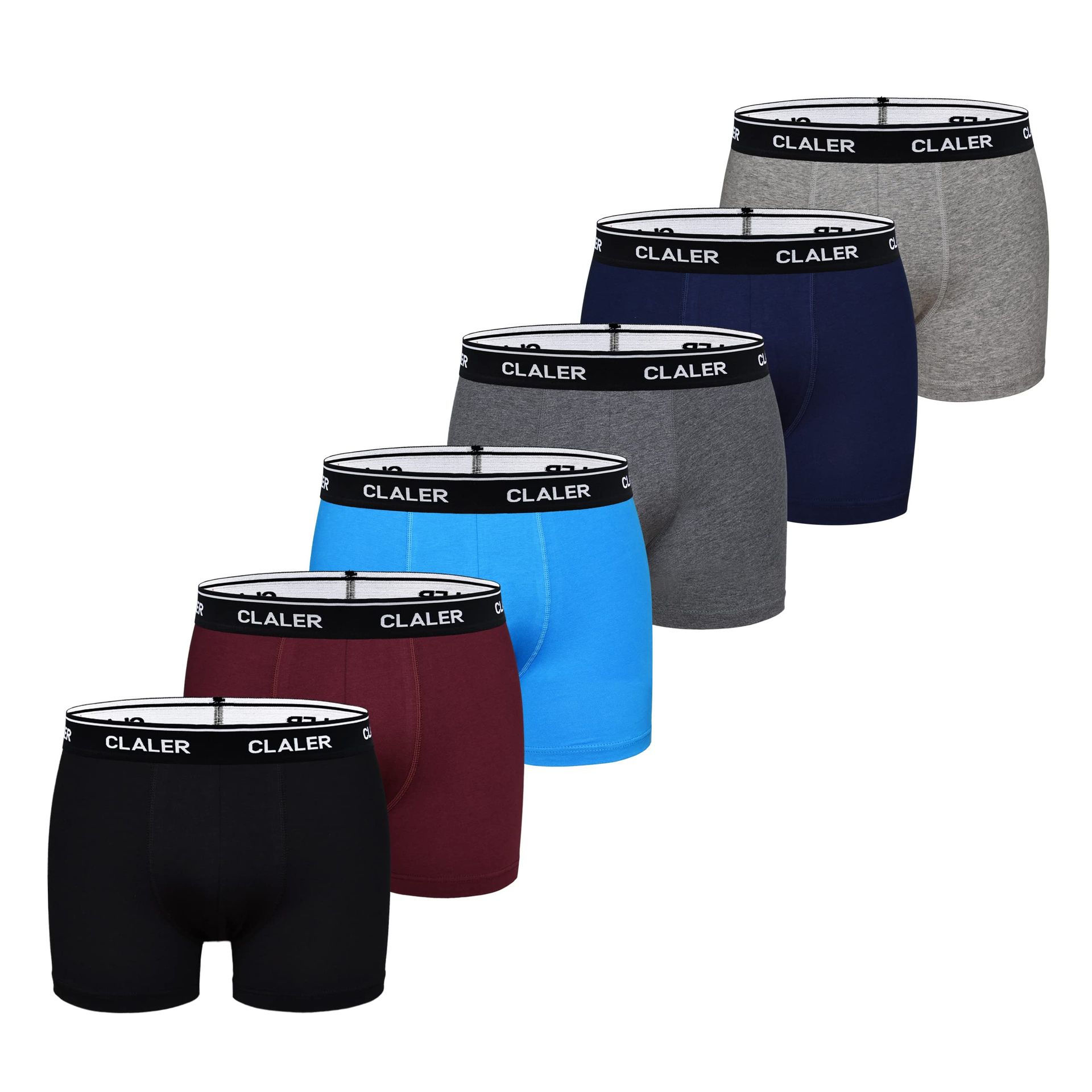 Men's Boxer Shorts 6 Pack Stretch Cotton Trunks Breathable Classic Fit Underwear - Multicolour L
