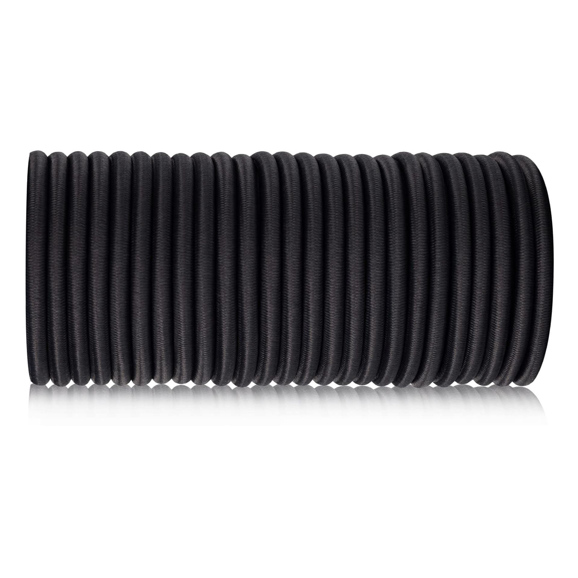 Elastic Bungee Cord 6mm x 30m Shock Absorbing Safety Rope for Securing Cargo, Camping & DIY Projects - Black 6mm x 30m