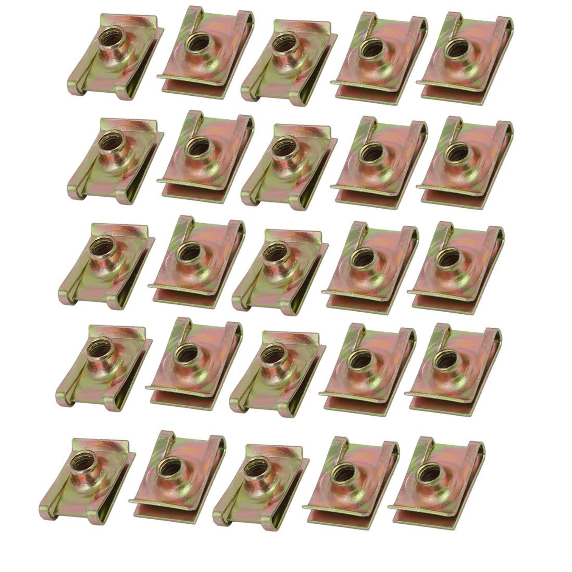 Sourcingmap 25pcs Iron Speed Fastener U Nut Clip Brass Tone for M6 Screw Bolt