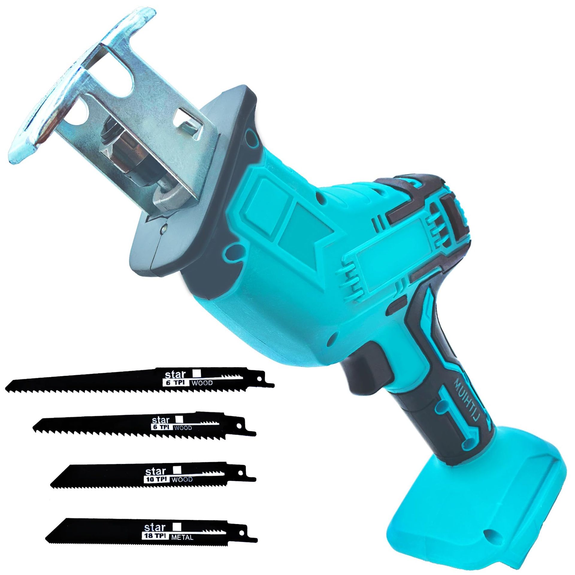 Cordless Reciprocating Saw Compatible with Makita 18V, 0-3500 RPM Variable Speed, 4 Blades for Wood, Metal, PVC & Tree Pruning
