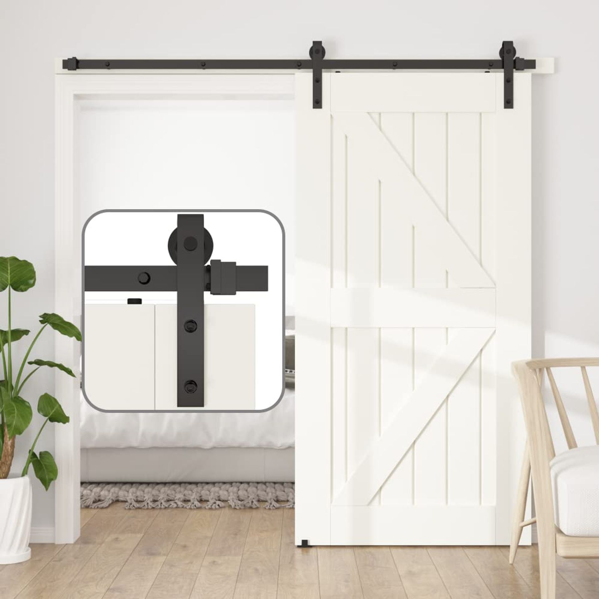 183cm Sliding Barn Door Hardware Kit with Splice Track – Durable Steel Rail System for Smooth, Quiet Operation