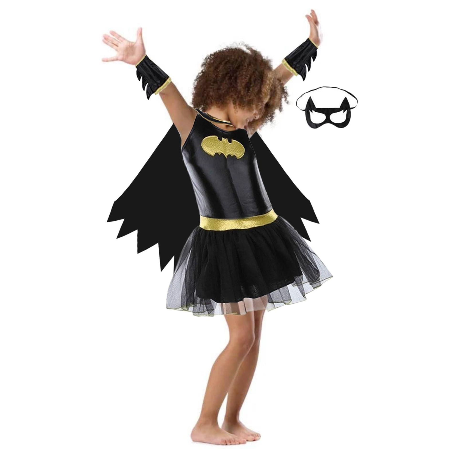Girls Bat Superhero Costume with Mask Cloak and Headpiece for Halloween Cosplay - Bat Costume XL