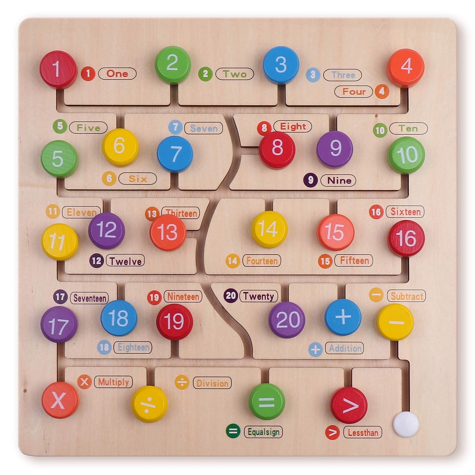 Montessori Wooden Numbers & Maths Learning Puzzle Board for Toddlers - Monochrome Small