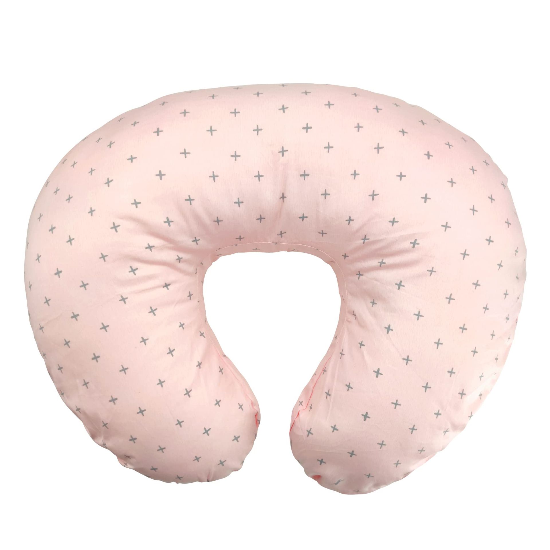 Breastfeeding Nursing Pillow U-Shape 100% Cotton Washable Infant Support Cushion - Pink Cross One Size