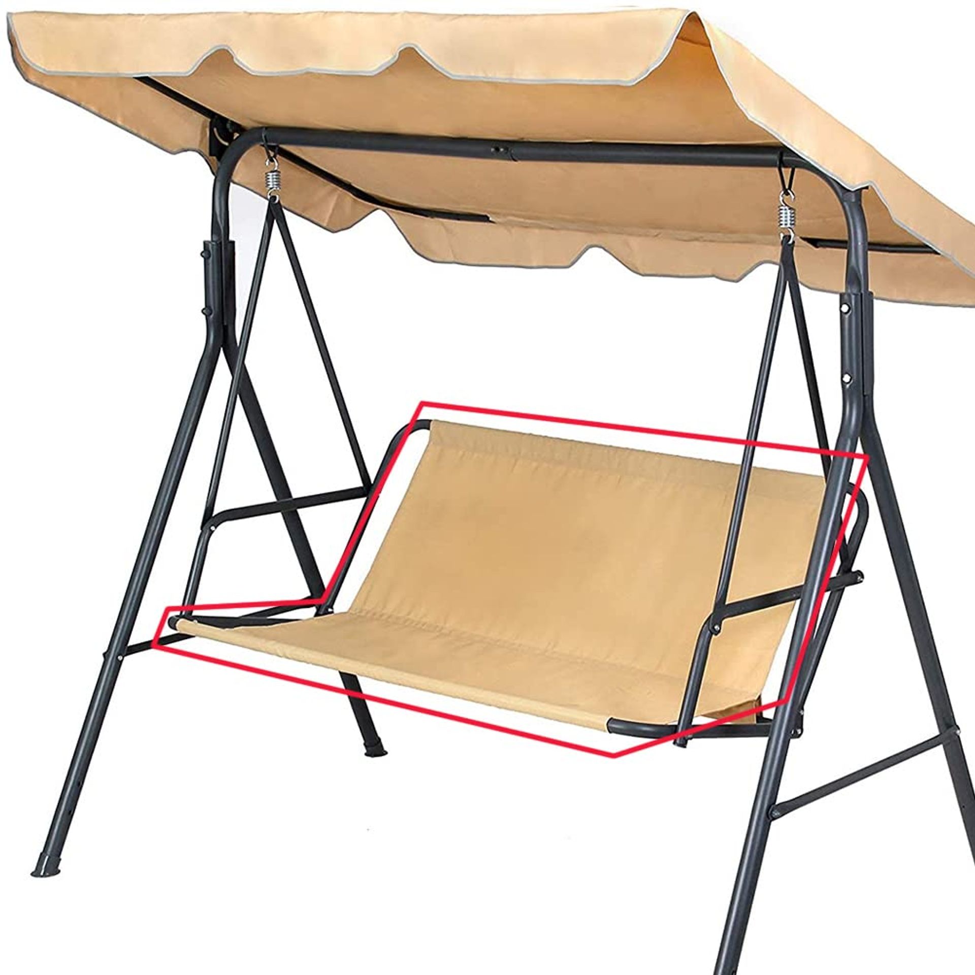 Replacement Garden Swing Seat Cover Waterproof Heavy-Duty 600D Oxford Fabric Outdoor Chair Protector - Beige 138x50x50cm