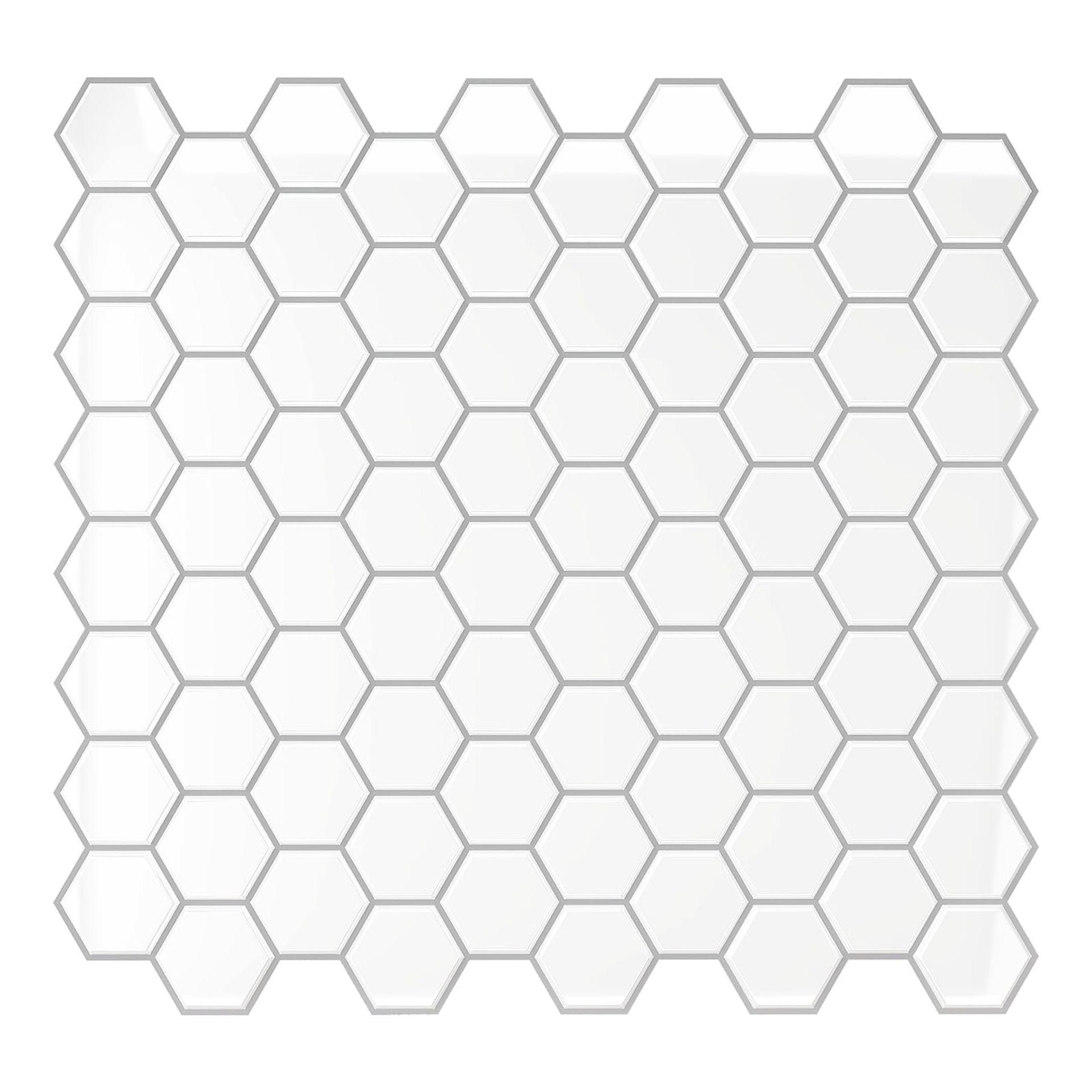 White Hexagon 3D Self-Adhesive Wall Tiles - Peel & Stick, Waterproof, Renter Friendly 30.5cm x 30.5cm, 6 Pieces