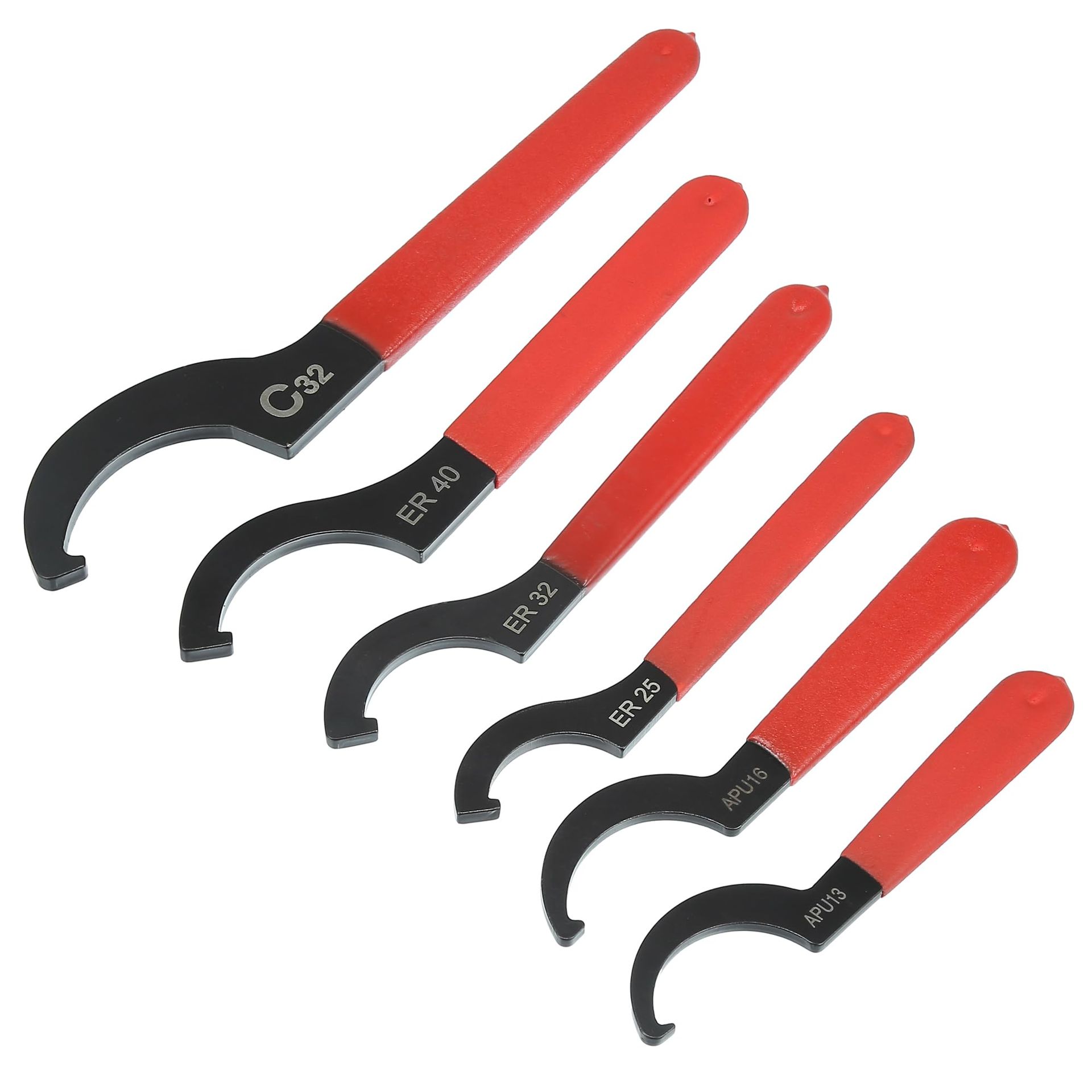 6pc Adjustable Coil Over Spanner Wrench Set with Soft Grip Handles for Vehicle Suspension and DIY Tools
