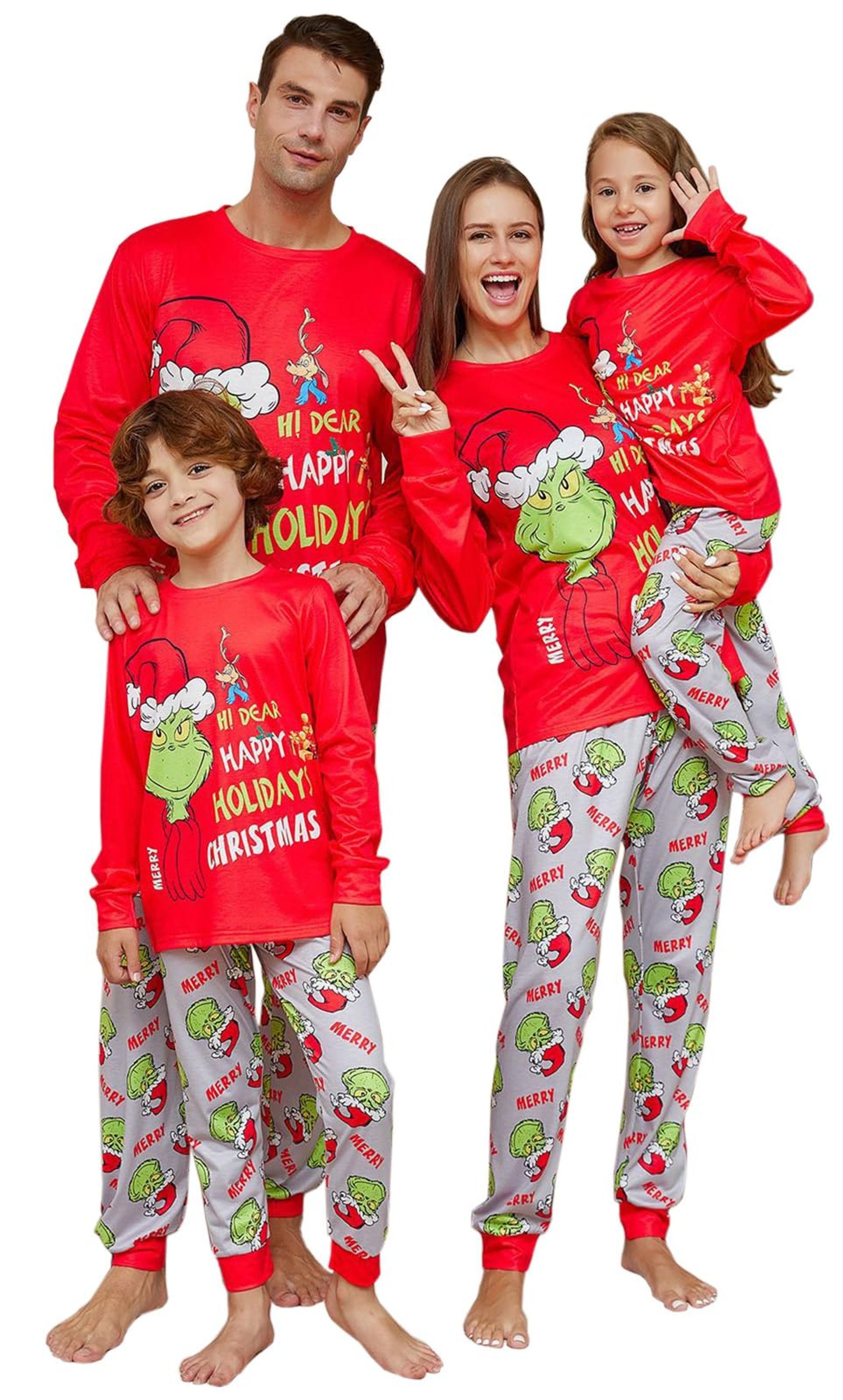 QTUN Family Matching Christmas Pyjamas Set - Grinchmas Nightwear for All Ages