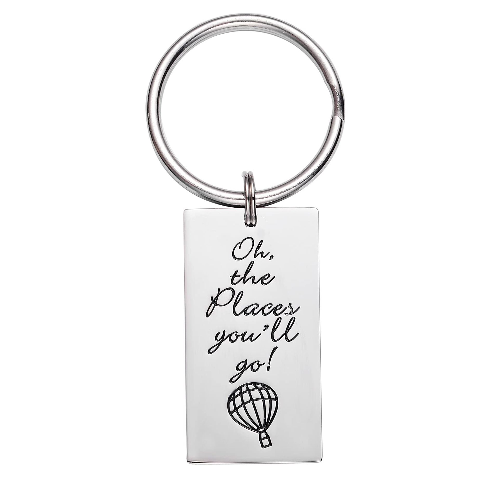 Oh The Places You'll Go Keychain - Stainless Steel Graduation Gift for Students & Friends