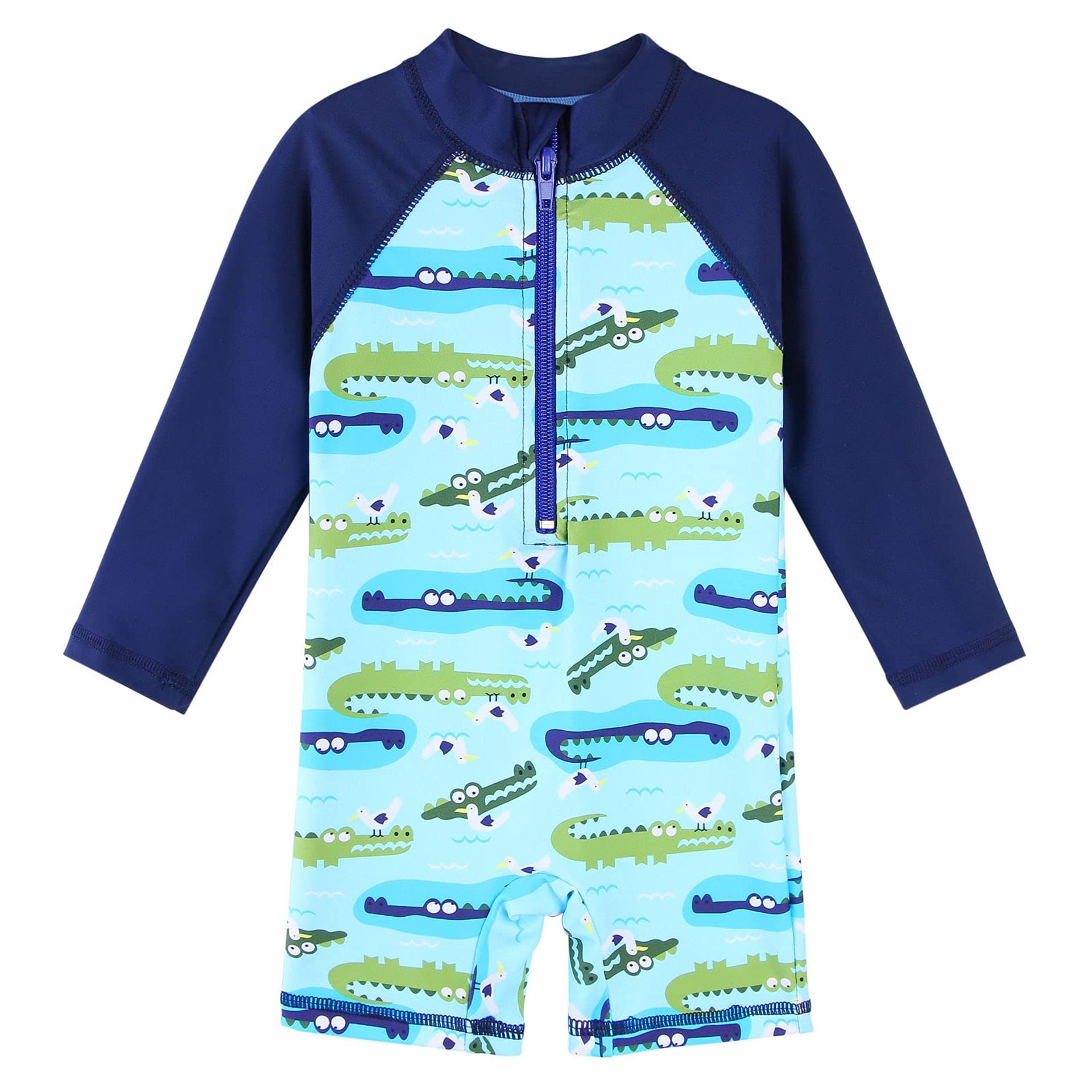 Baby Girls One Piece Long Sleeve Swimwear UPF 50+ Sun Protection Wetsuit - H Long Crocodile 0-6 Months
