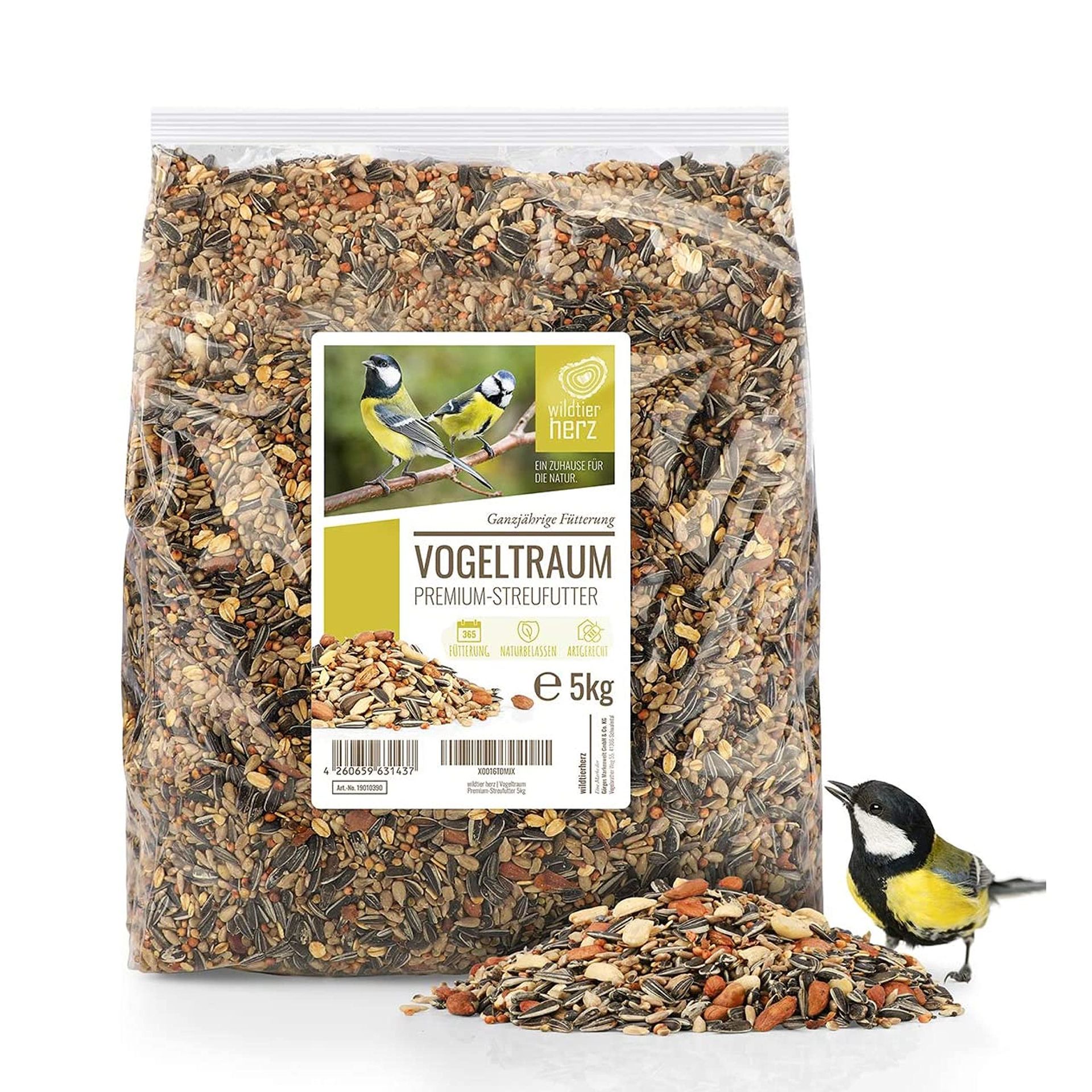 Premium Wild Bird Food Wheat-Free High Energy Seed Mix for Garden Birds - 5kg Pack