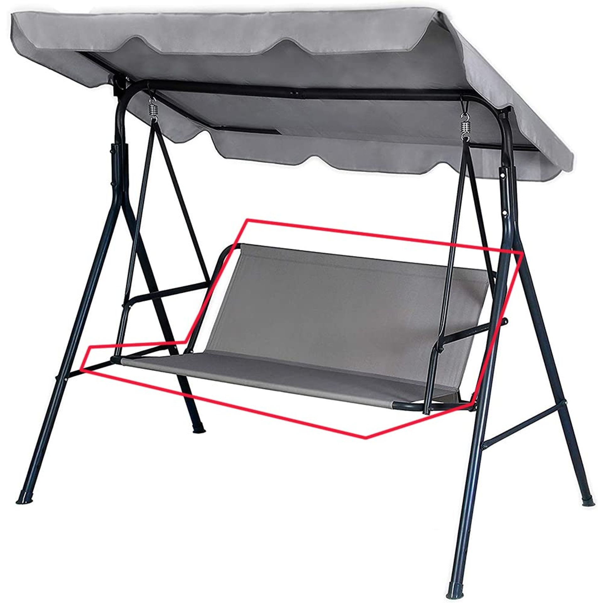 Replacement Garden Swing Seat Cover Waterproof 600D Oxford Fabric Outdoor Durable Fit for 2 & 3 Seater Chairs - Grey 158x52x52cm