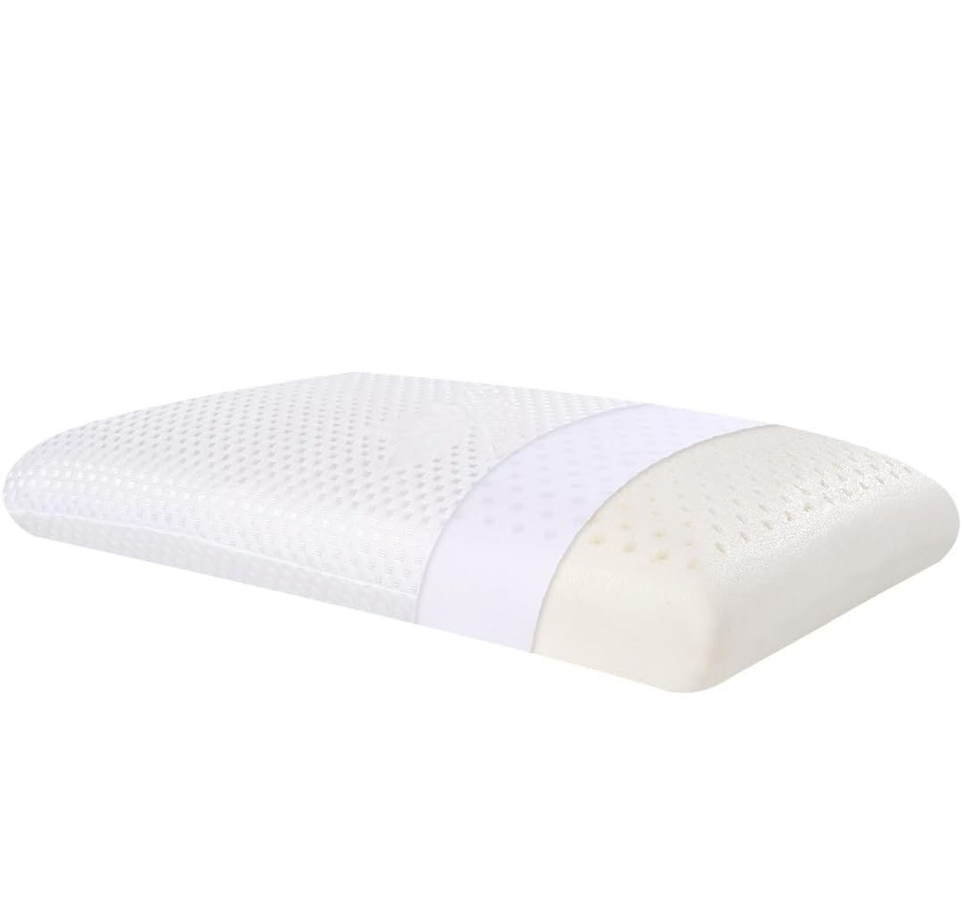 Slim Latex Foam Pillow for Better Sleep - Low Profile, Firm Support for Side, Back & Stomach Sleepers - White Cube Design