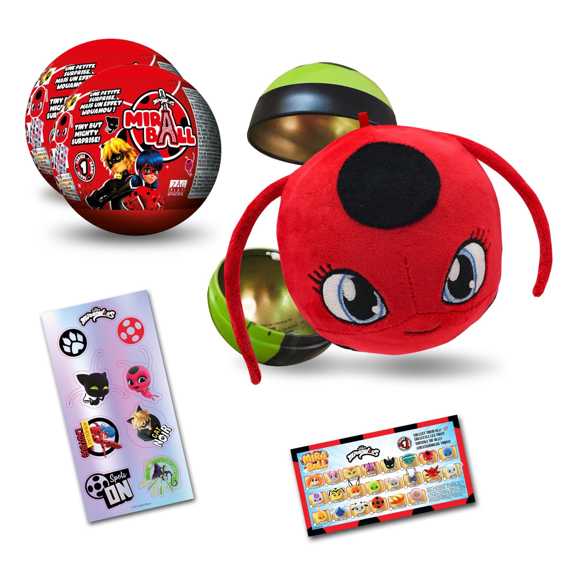 Miraculous Ladybug 4-in-1 Capsule Toy Pack of 2 with Plush Kwami, Collectible Case & Stickers