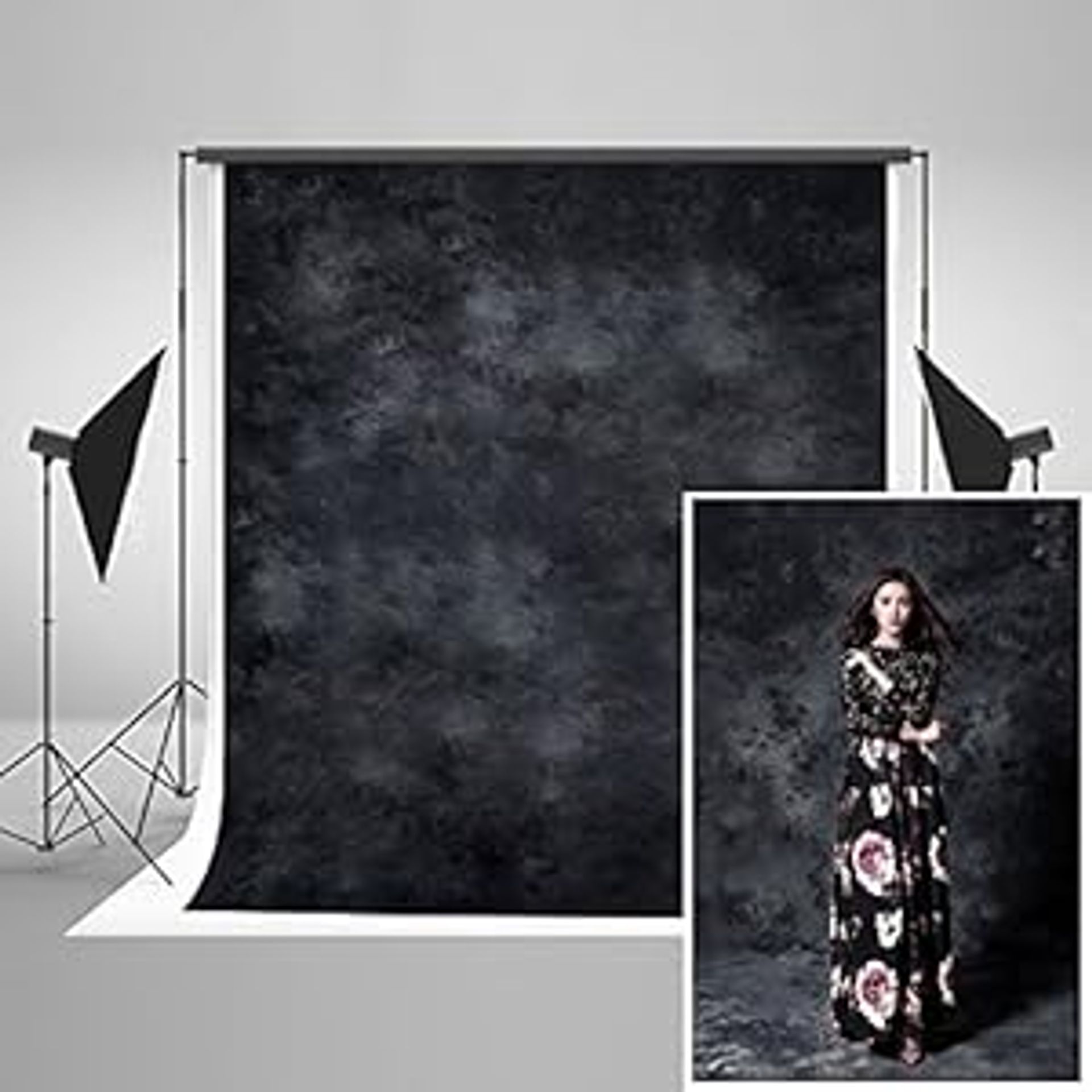 Microfibre Photography Backdrop Abstract Portrait Background Light-Proof Washable - Blue Black 2x3m