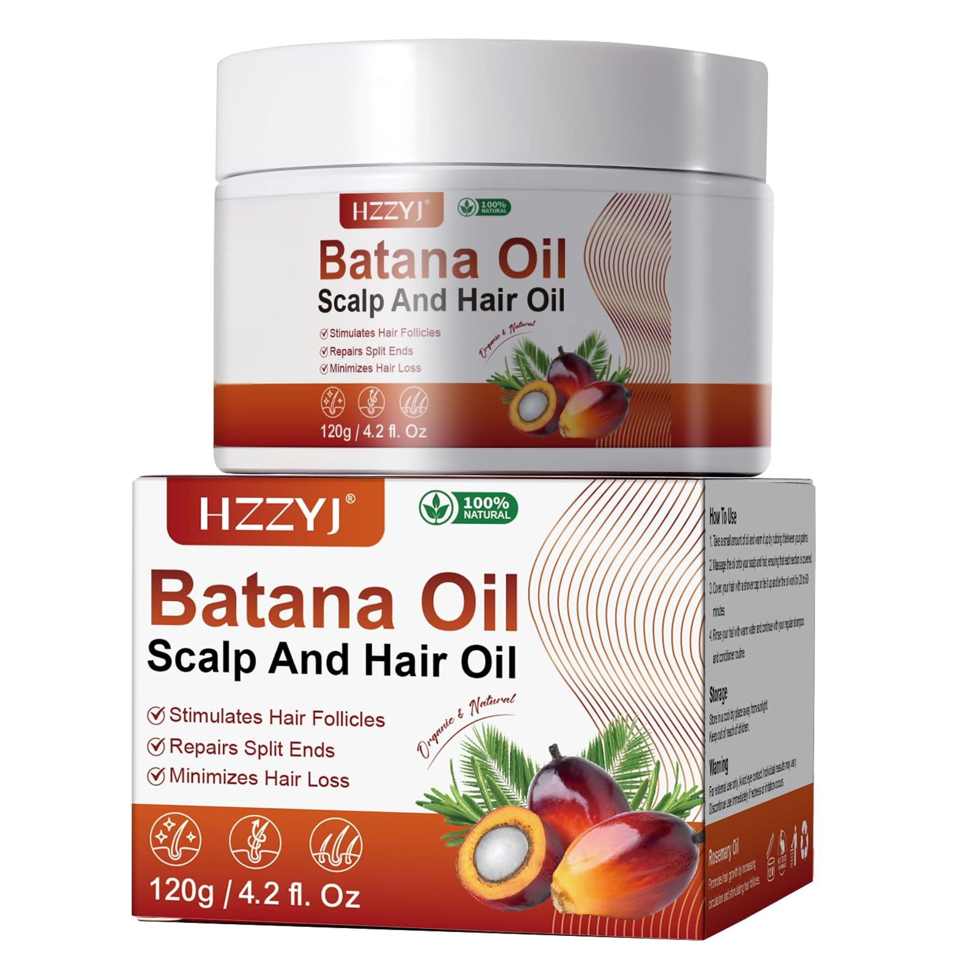 Natural Batana Oil for Hair Growth - Moisturises & Repairs Damaged Hair, 120g