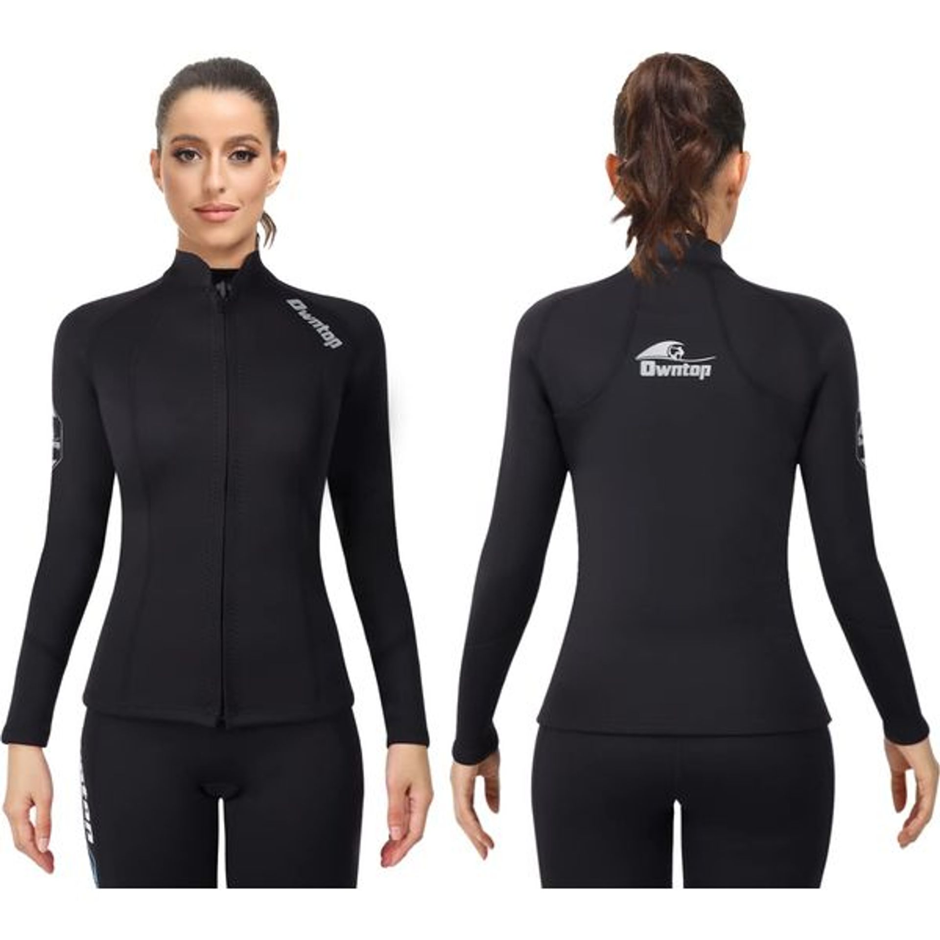 Owntop Jumpsuit tops voor dames, 2 mm - ultra-rekbare neopreen jassen met ritssluiting aan de voorkant, camouflageprint met lange mouwen, voor alle watersporten, dames, rood, S