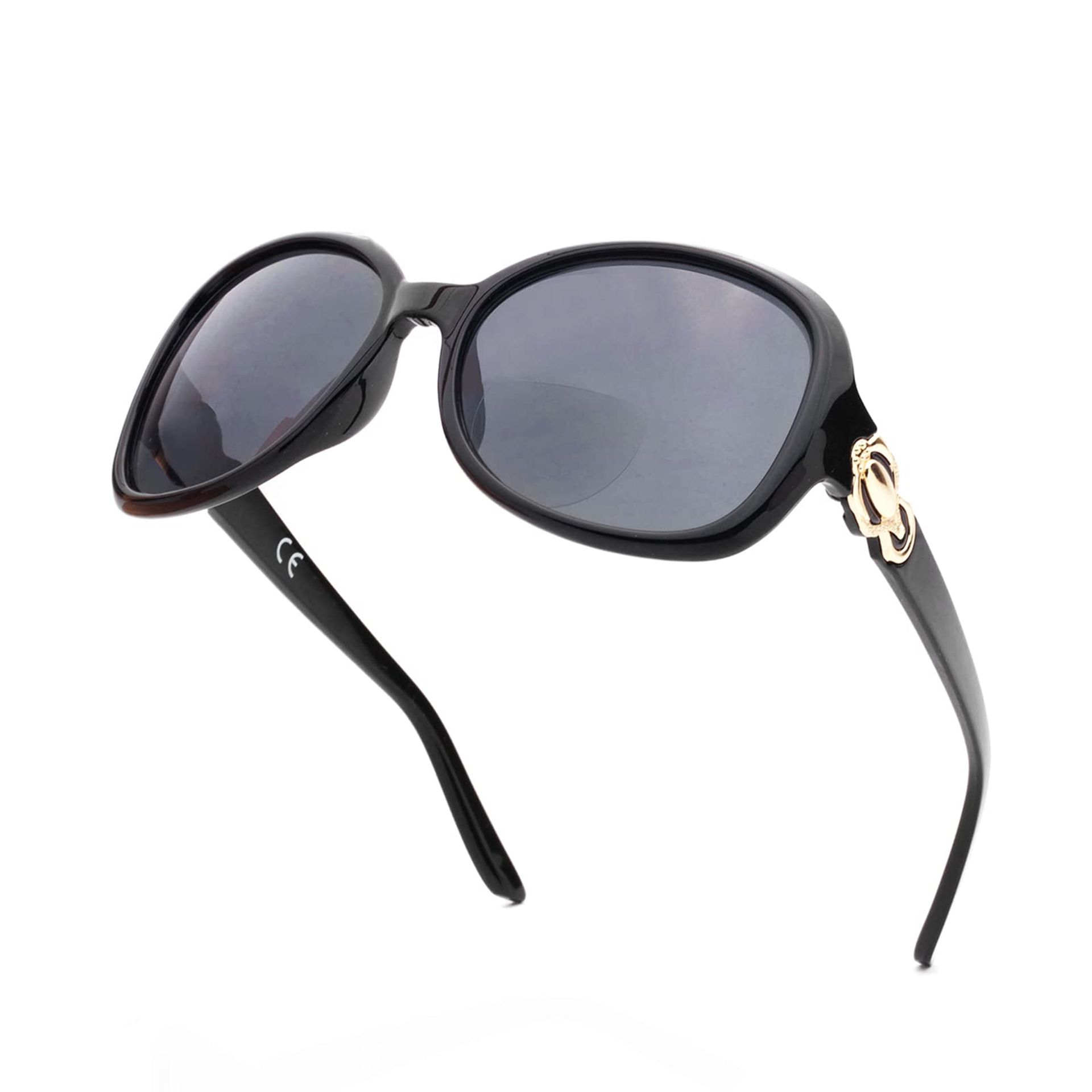 Women's Oversized Bifocal Reading Sunglasses UV400 Protection Outdoor Readers - Black M