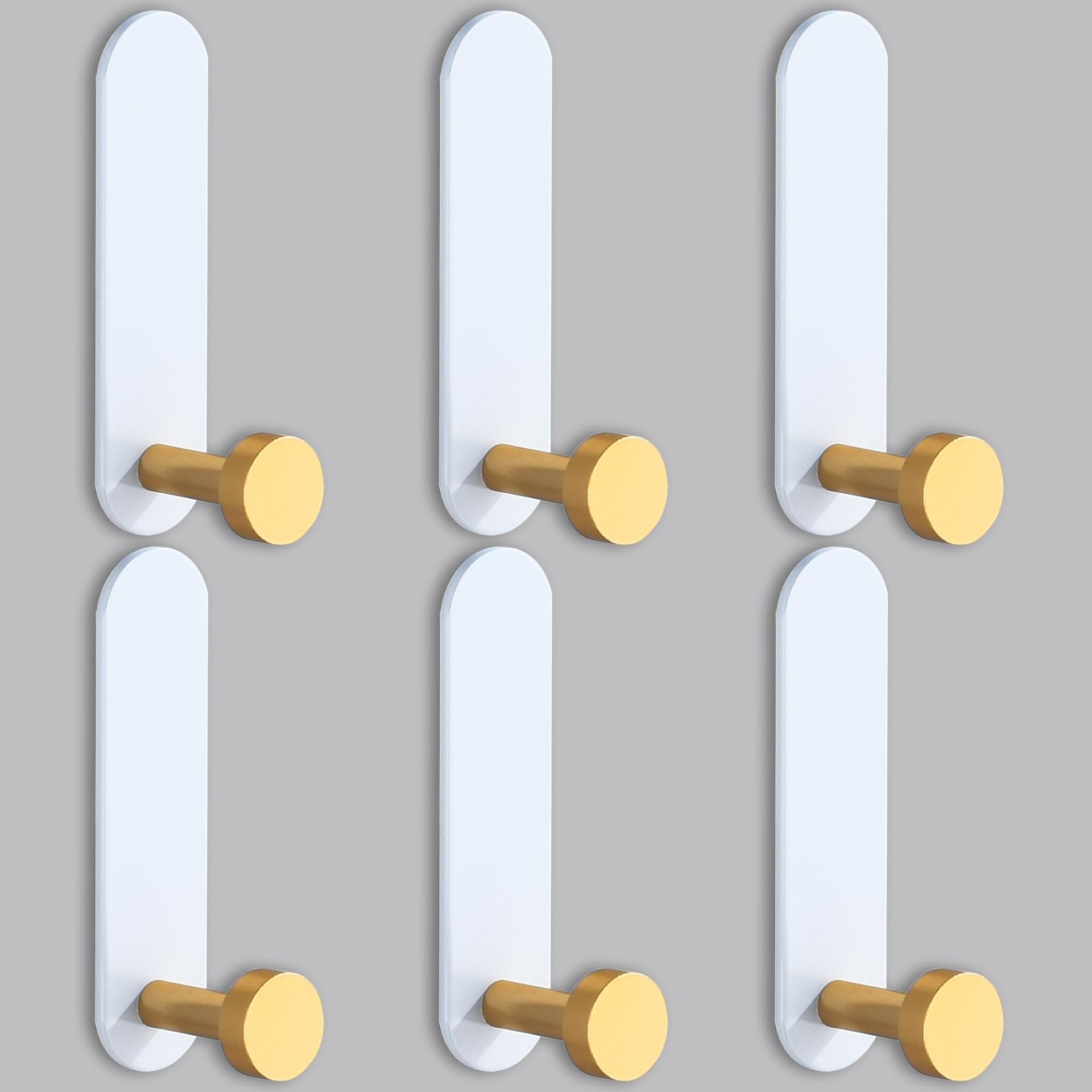 HNVNER Adhesive Hooks Heavy Duty, Modern Stick on Coat Hooks for Wall, Metal Sticky Towel Hooks for Hanging Robe, Clothes, Keys, Waterproof and Rustproof, 6 Pack