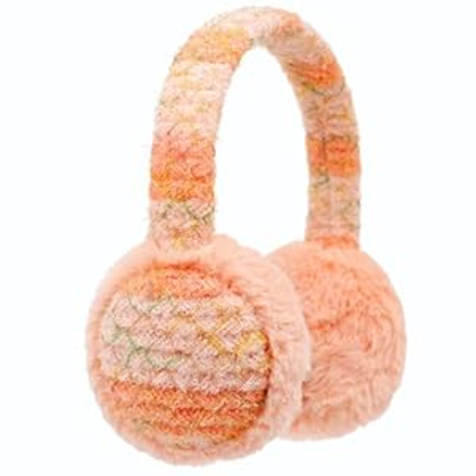 Kids Knitted Winter Earmuffs Plush Ear Warmers Adjustable Headband Ages 3-8 - Orange