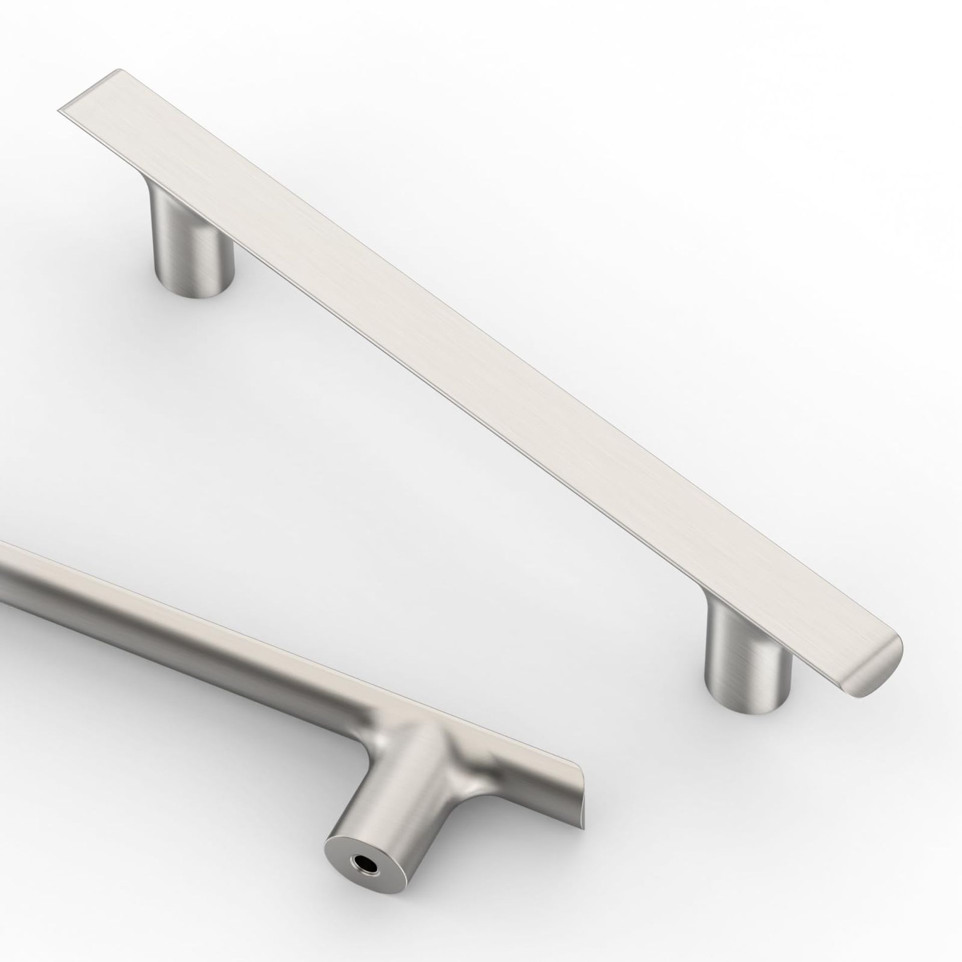 10 Pack Cabinet Cupboard Handles Modern Zinc Alloy Drawer & Wardrobe Pulls - Brushed Satin Nickel 128MM