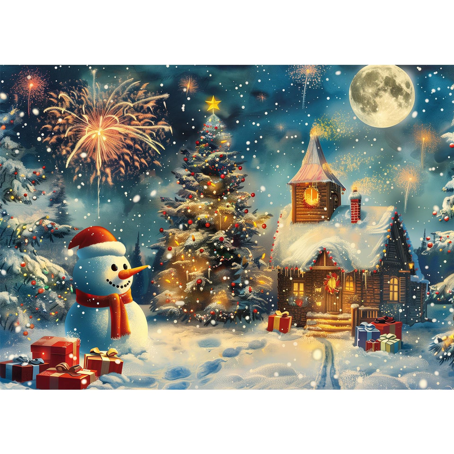 1000 Piece Christmas Jigsaw Puzzle for Adults - Winter Snowman Xmas Gift for Children