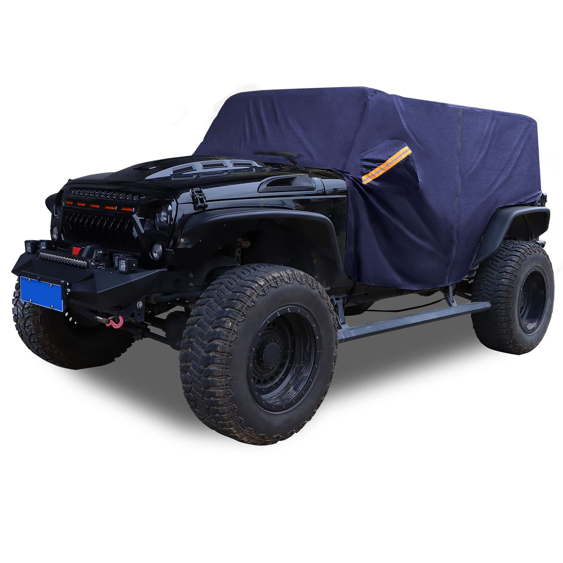 All-Weather SUV Cab Cover for Jeep Wrangler JK JL 2-Door (2007-2021) - Waterproof, UV & Wind Resistant, Navy Blue Oxford Cloth