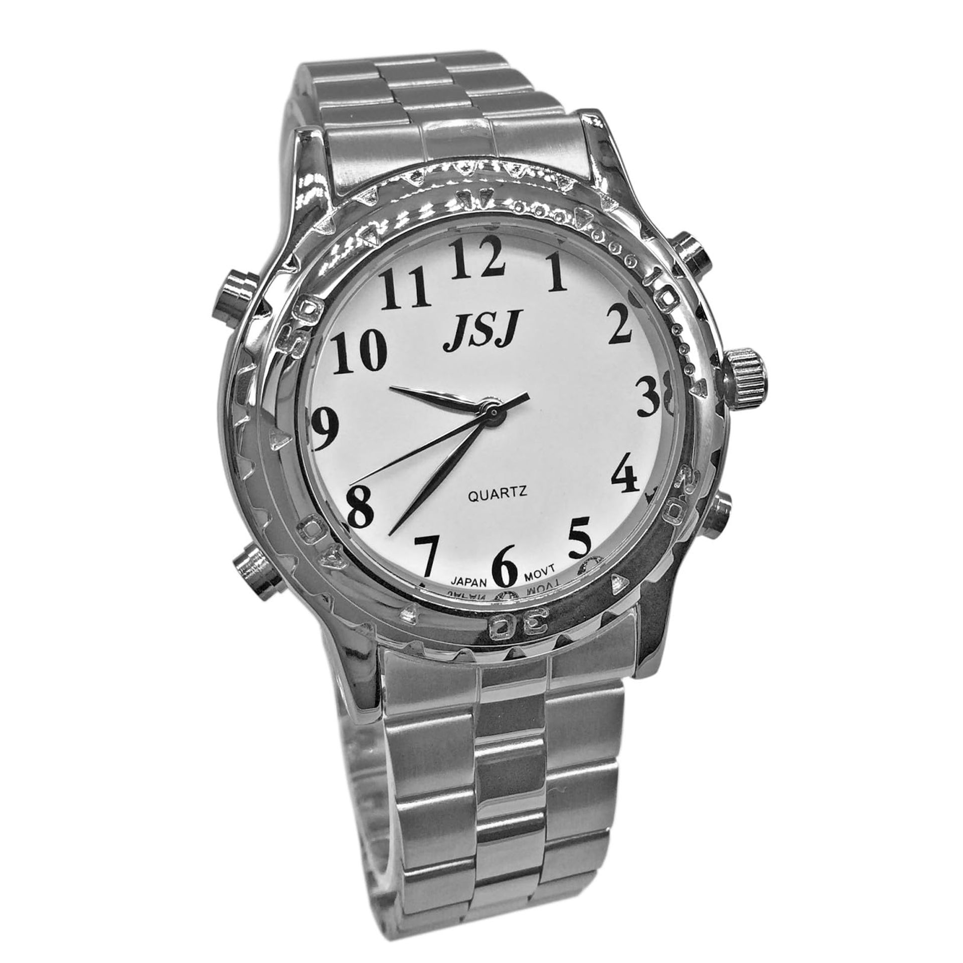 Talking Watch for Blind or Visually Impaired People Quartz Movement with Alarm and Time Voice Function - White 40mm